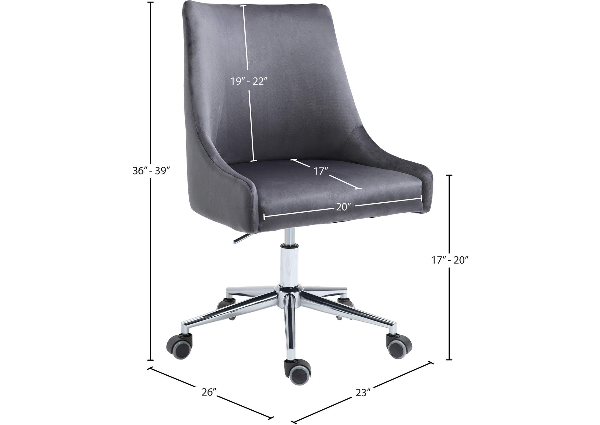 Karina Grey Velvet Office Chair Overstock Furniture Langley Park