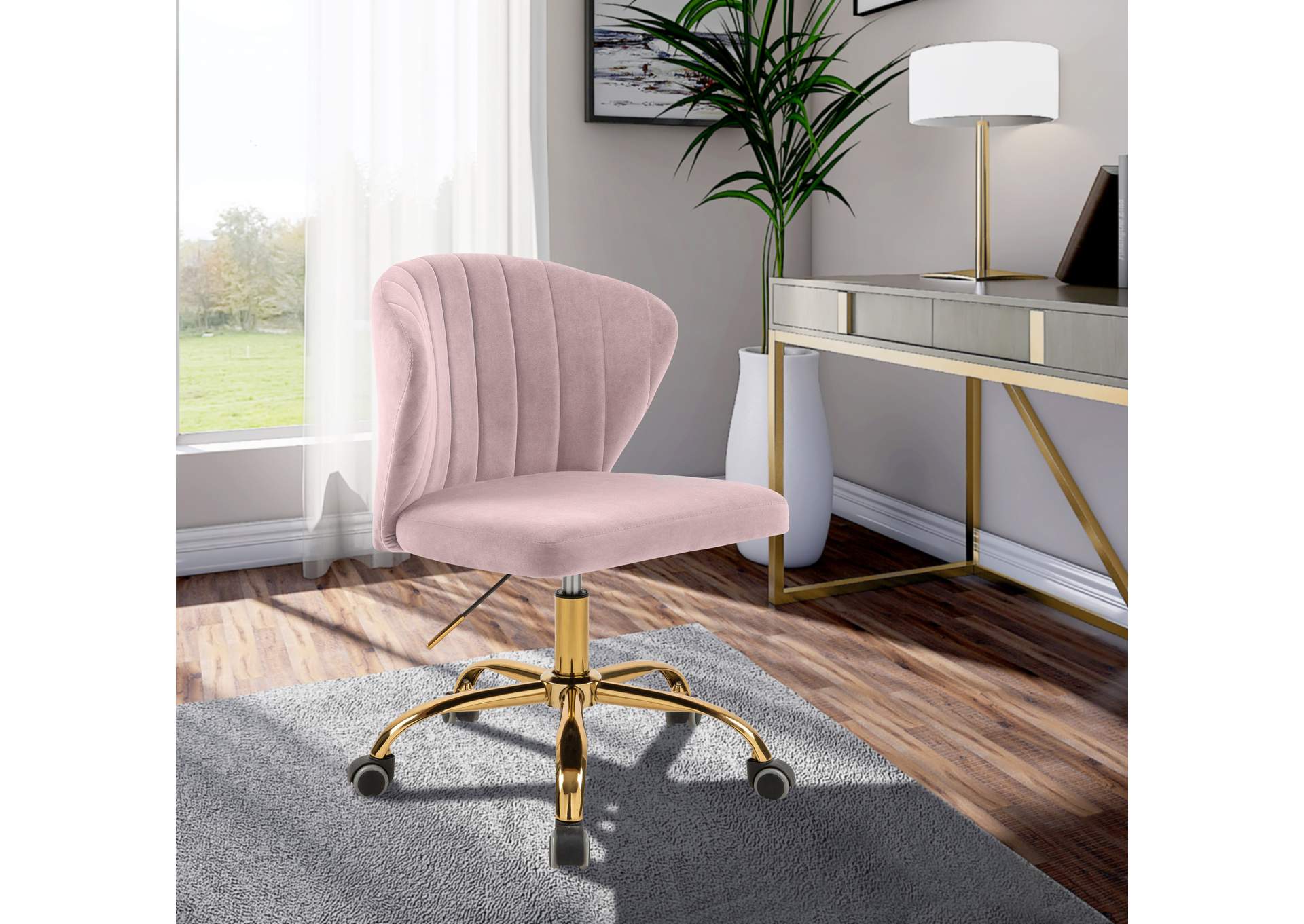 Finley Pink Velvet Office Chair,Meridian Furniture