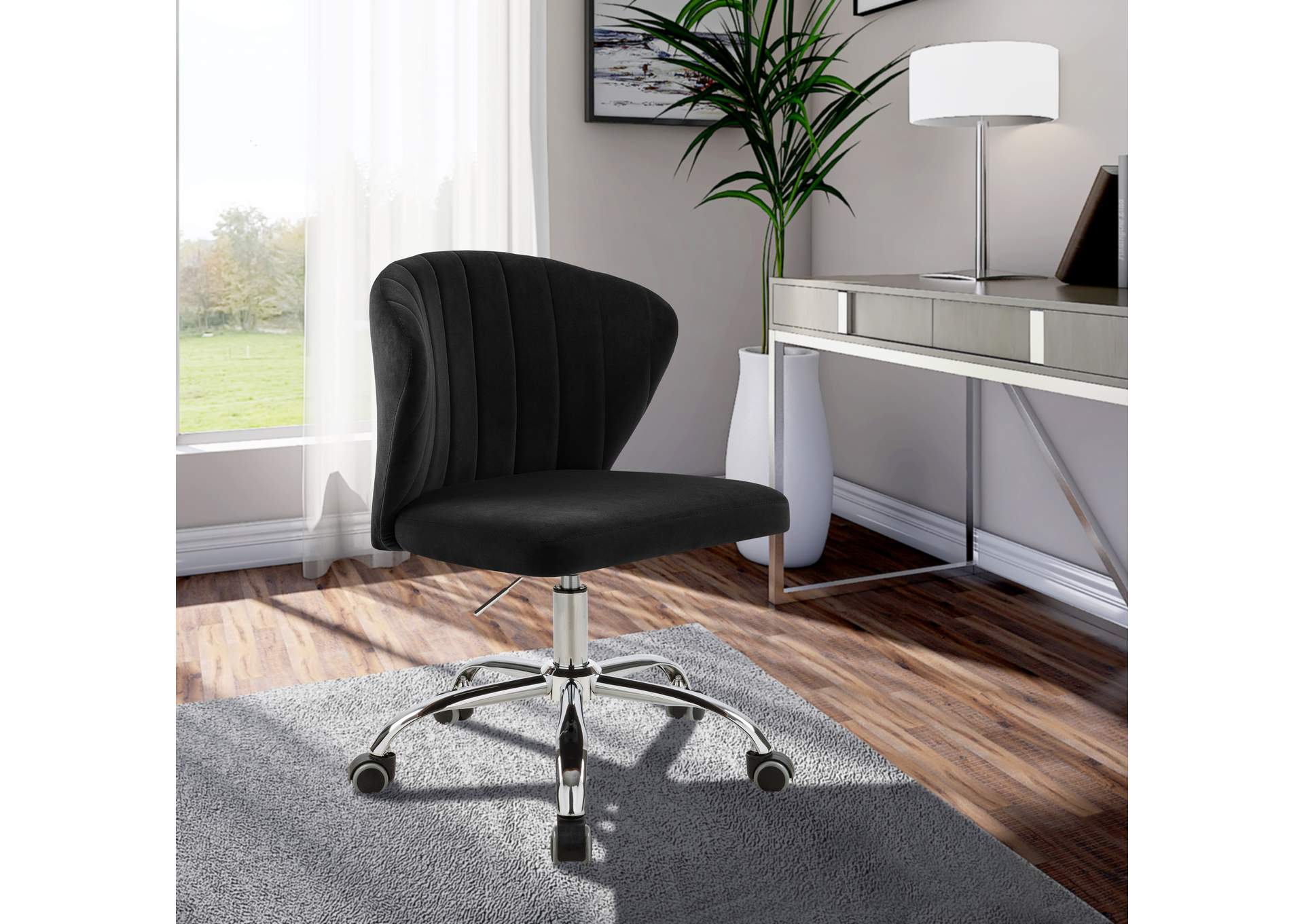 Finley Black Velvet Office Chair,Meridian Furniture