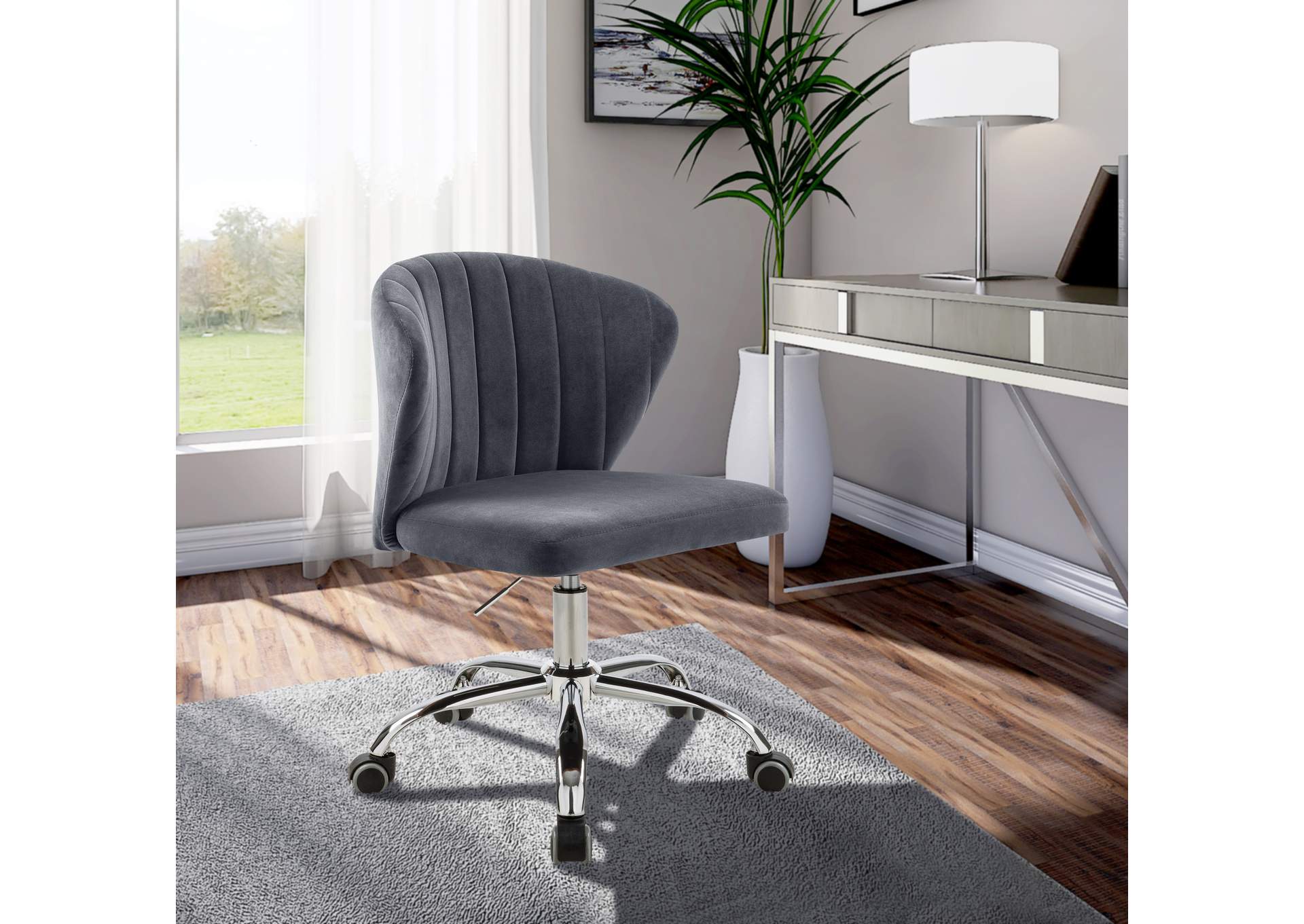 Finley Grey Velvet Office Chair,Meridian Furniture