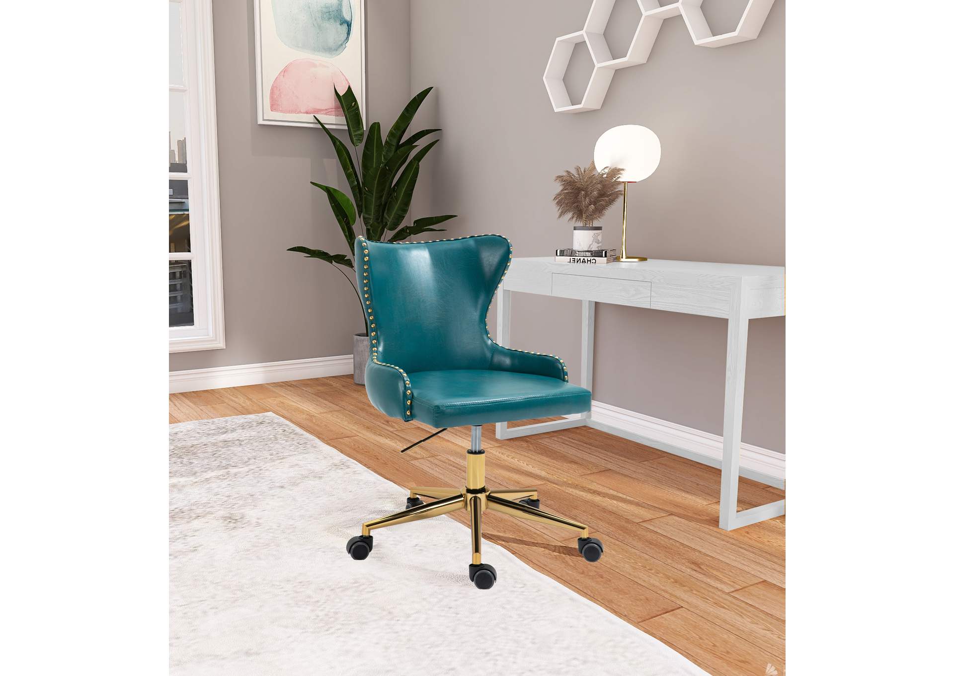 Hendrix Blue Faux Leather Office Chair,Meridian Furniture