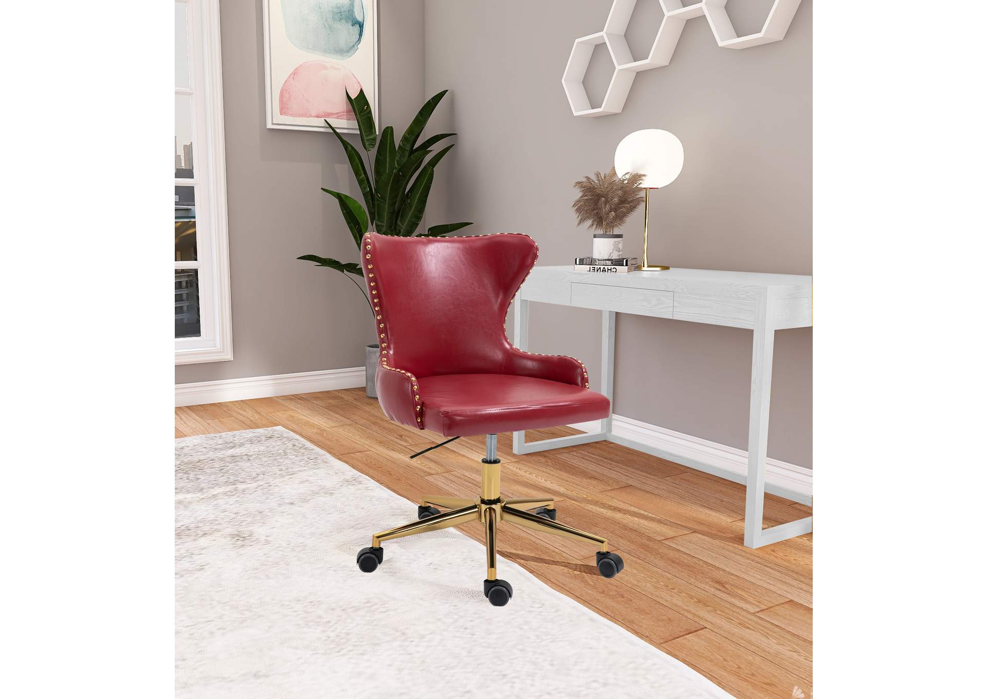 Hendrix Red Faux Leather Office Chair,Meridian Furniture
