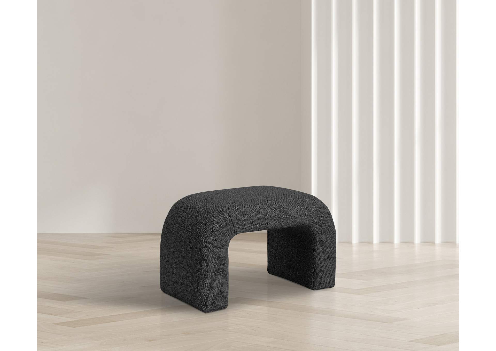 Niagara Black Boucle Fabric Bench,Meridian Furniture