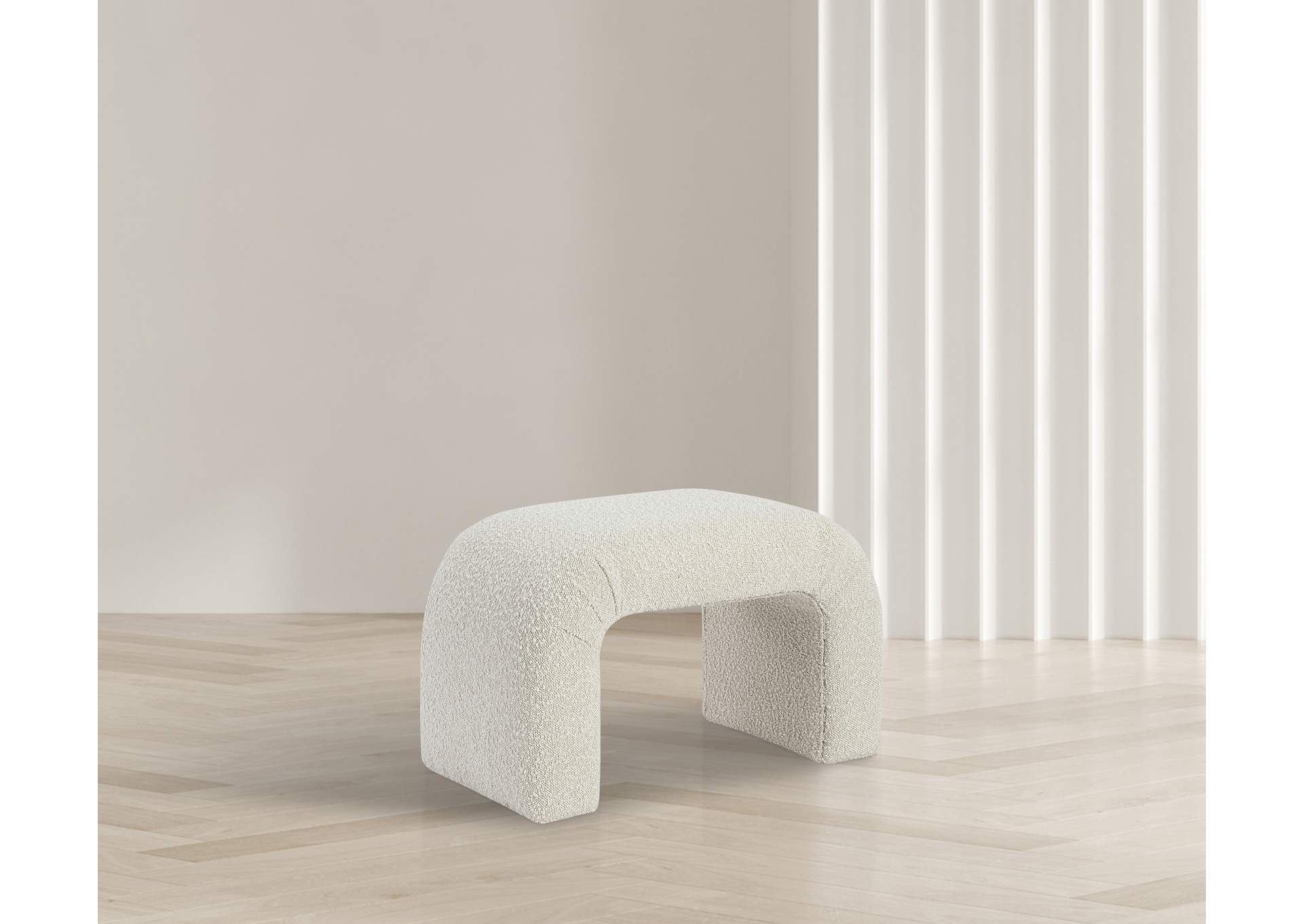 Niagara Cream Boucle Fabric Bench,Meridian Furniture