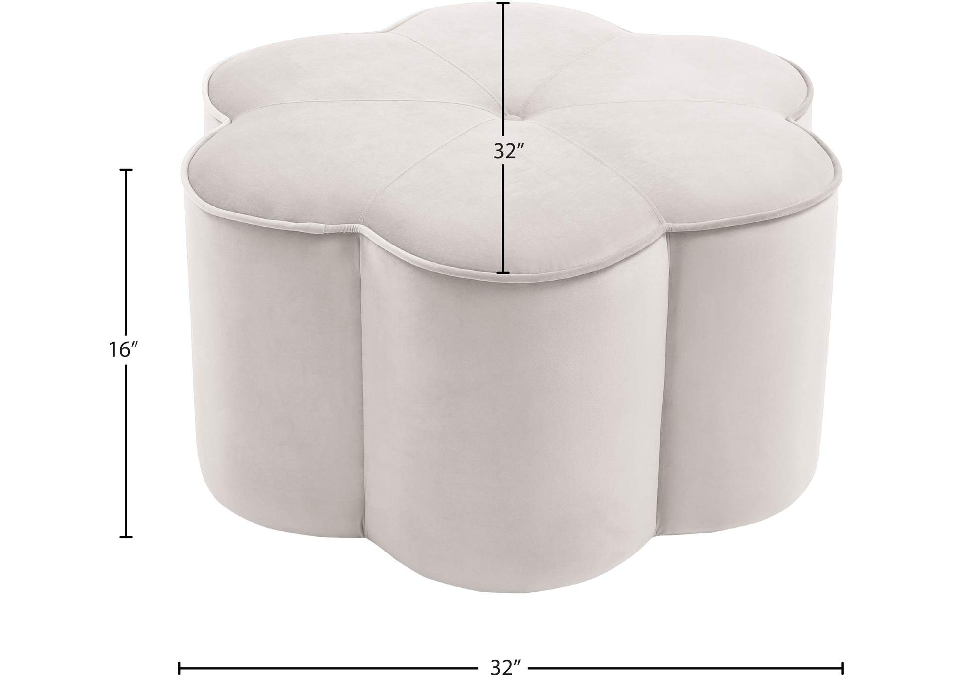 Daisy Cream Velvet Ottoman,Meridian Furniture