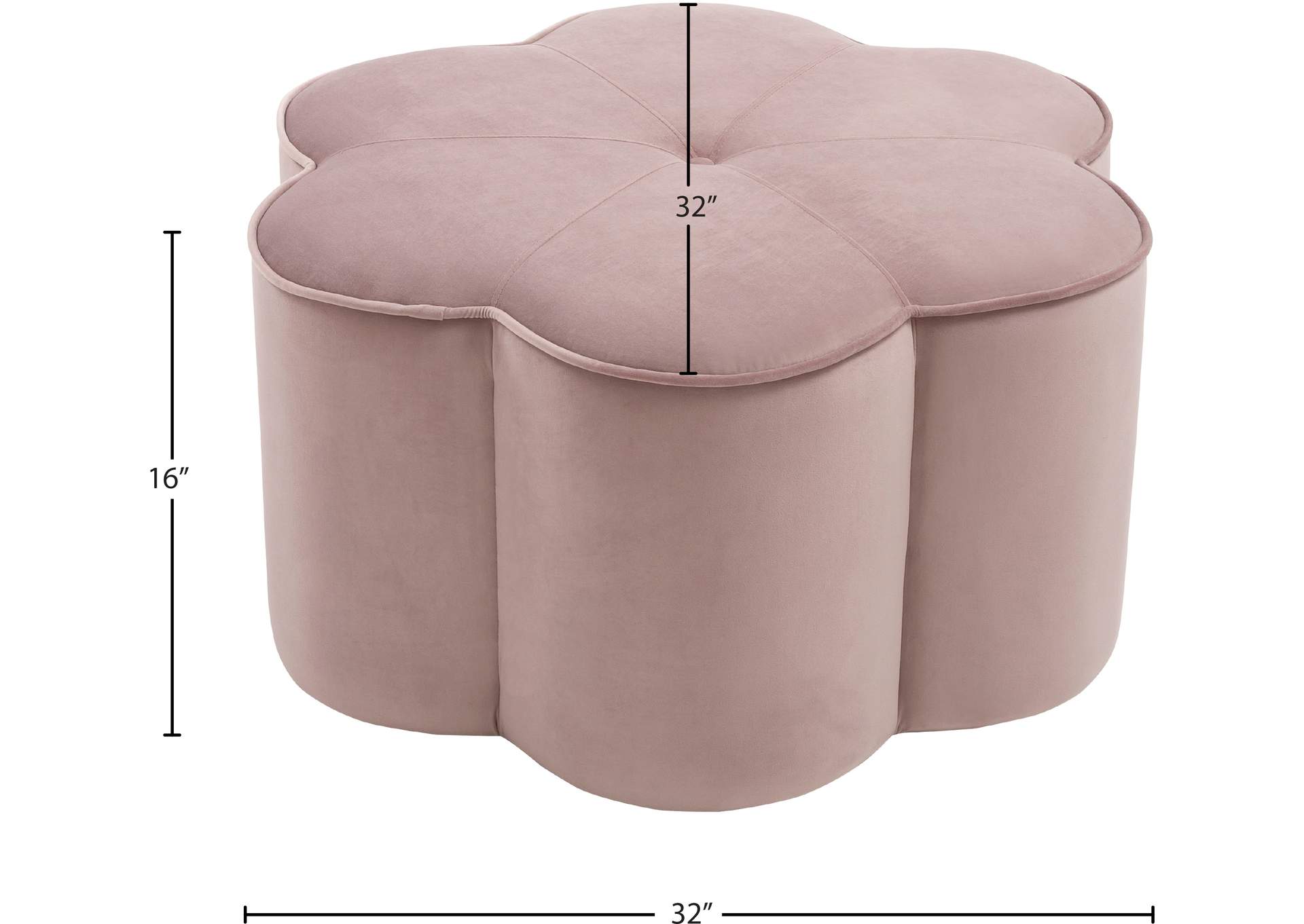 Daisy Pink Velvet Ottoman,Meridian Furniture