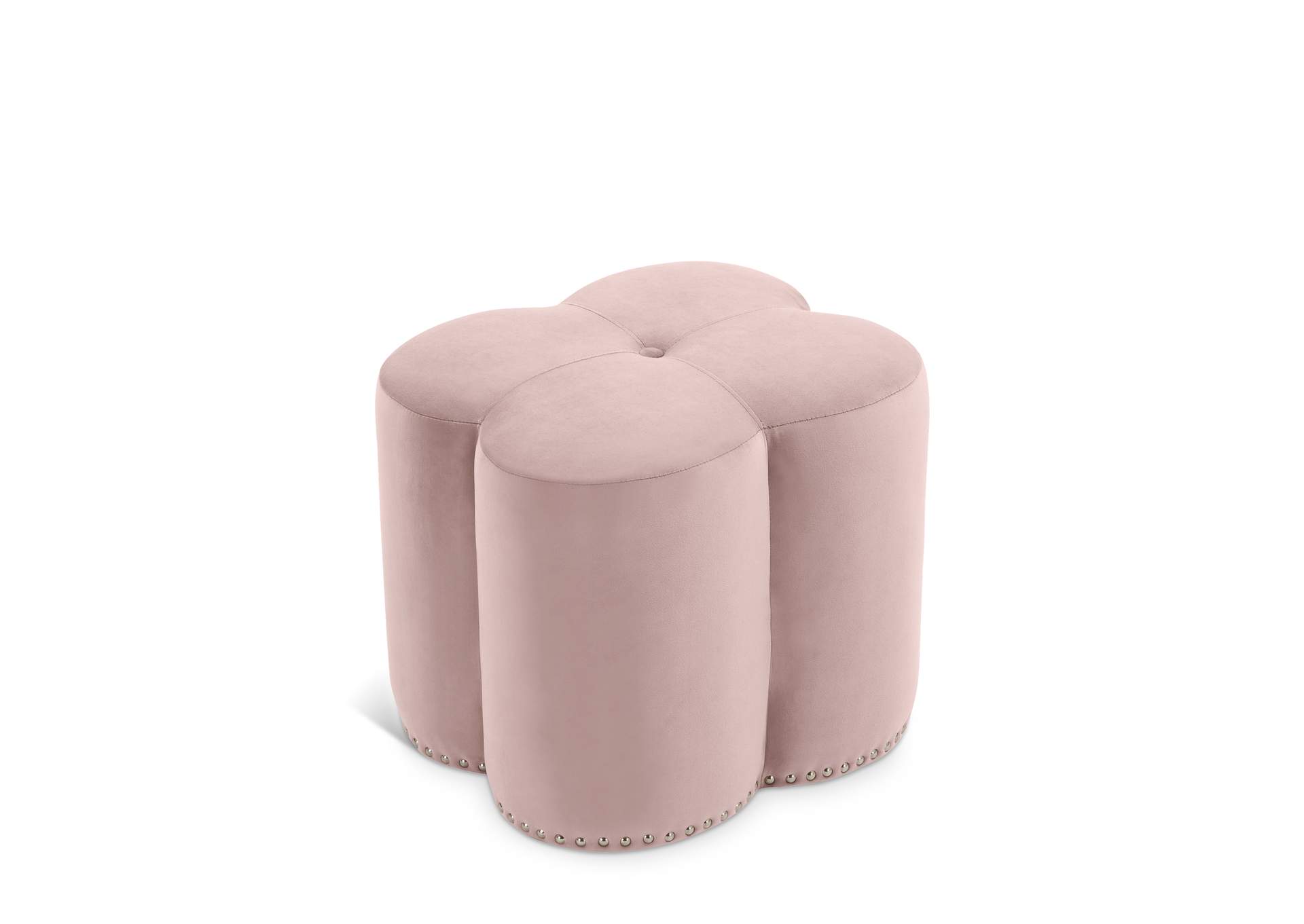 Clover Pink Velvet Ottoman,Meridian Furniture