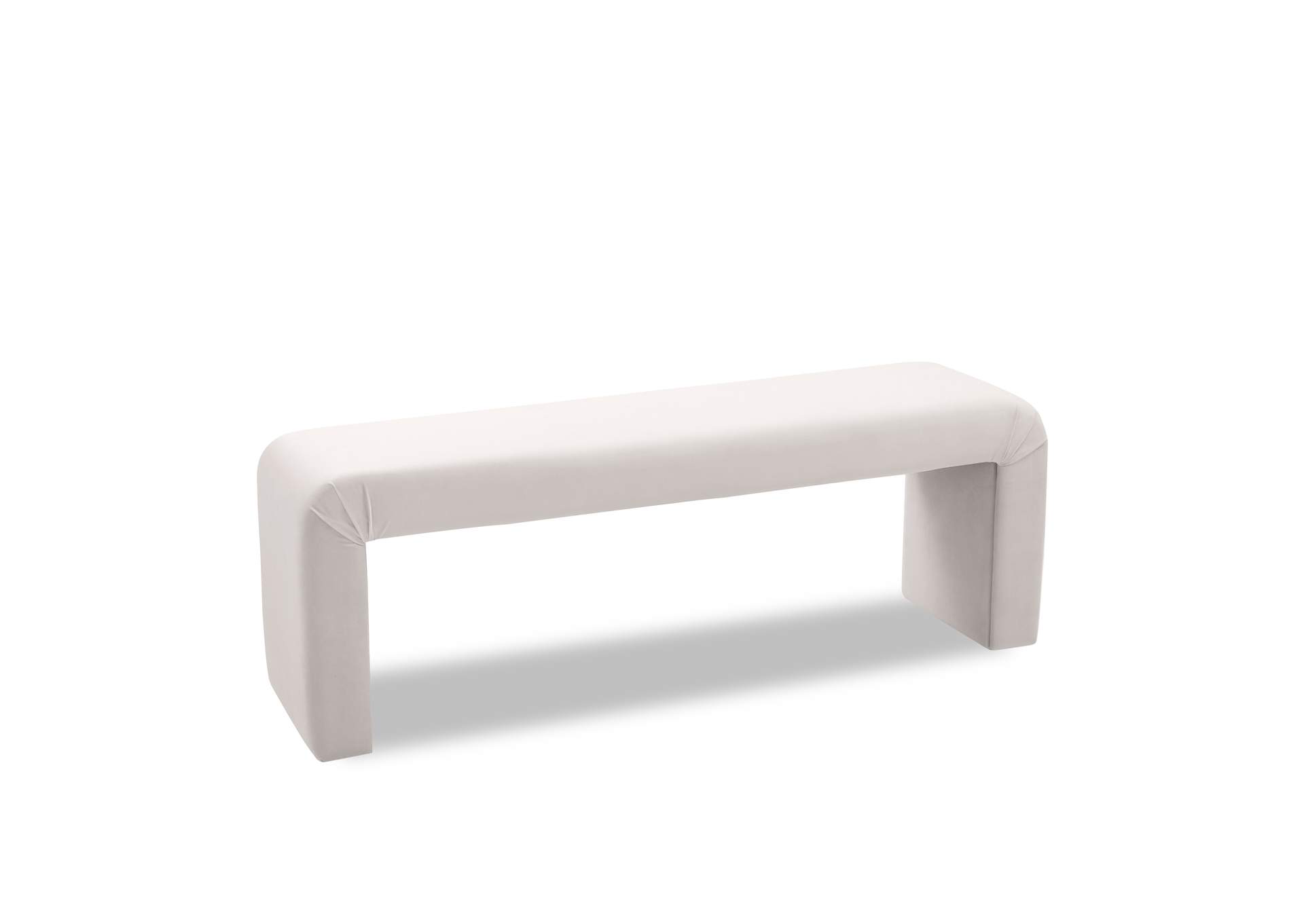 Minimalist Cream Velvet Bench,Meridian Furniture