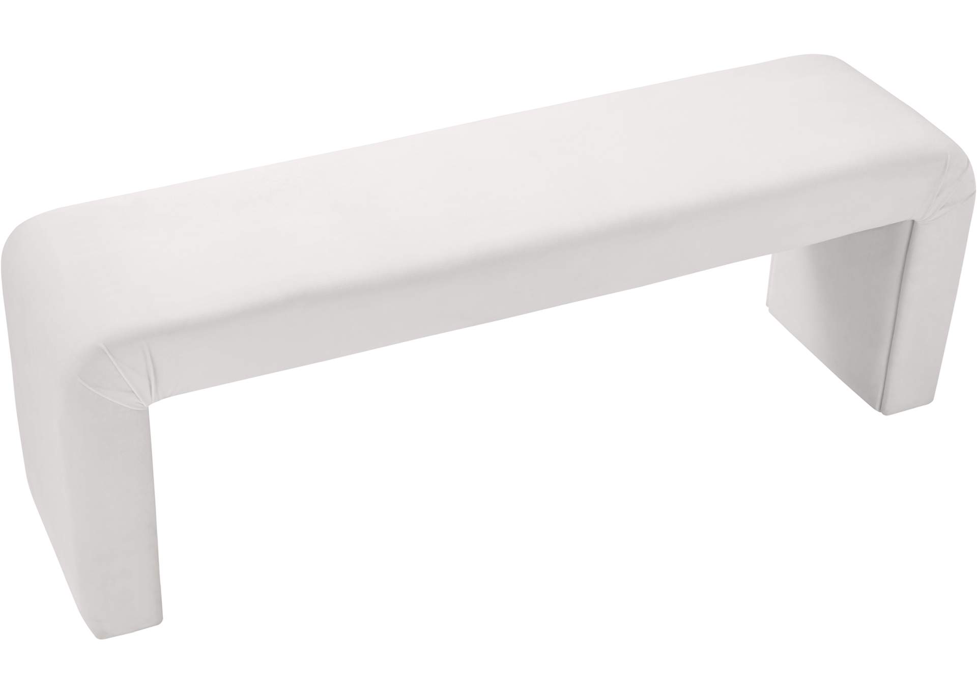 Minimalist Cream Velvet Bench,Meridian Furniture