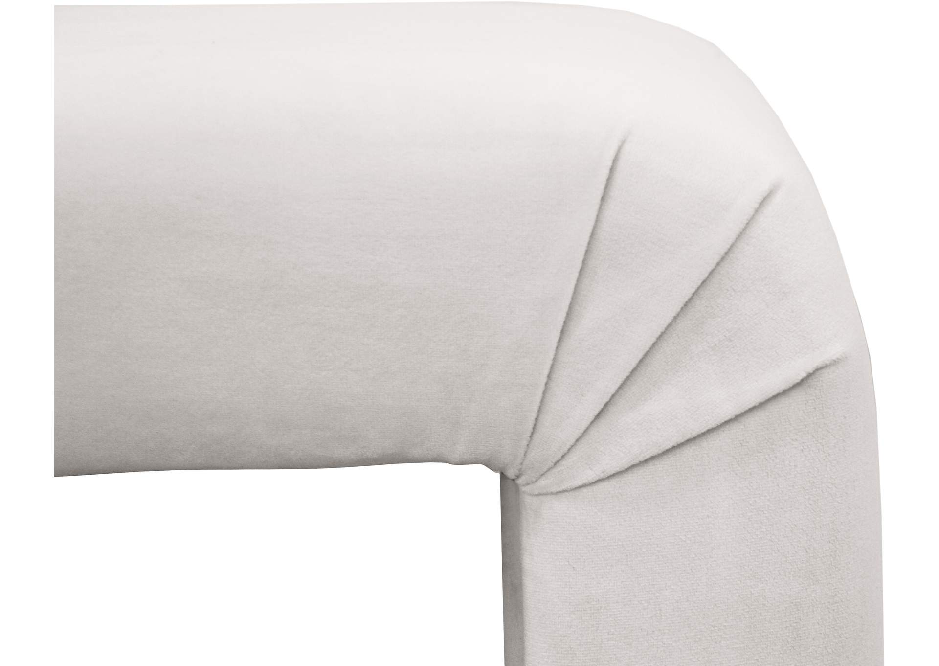 Minimalist Cream Velvet Bench,Meridian Furniture