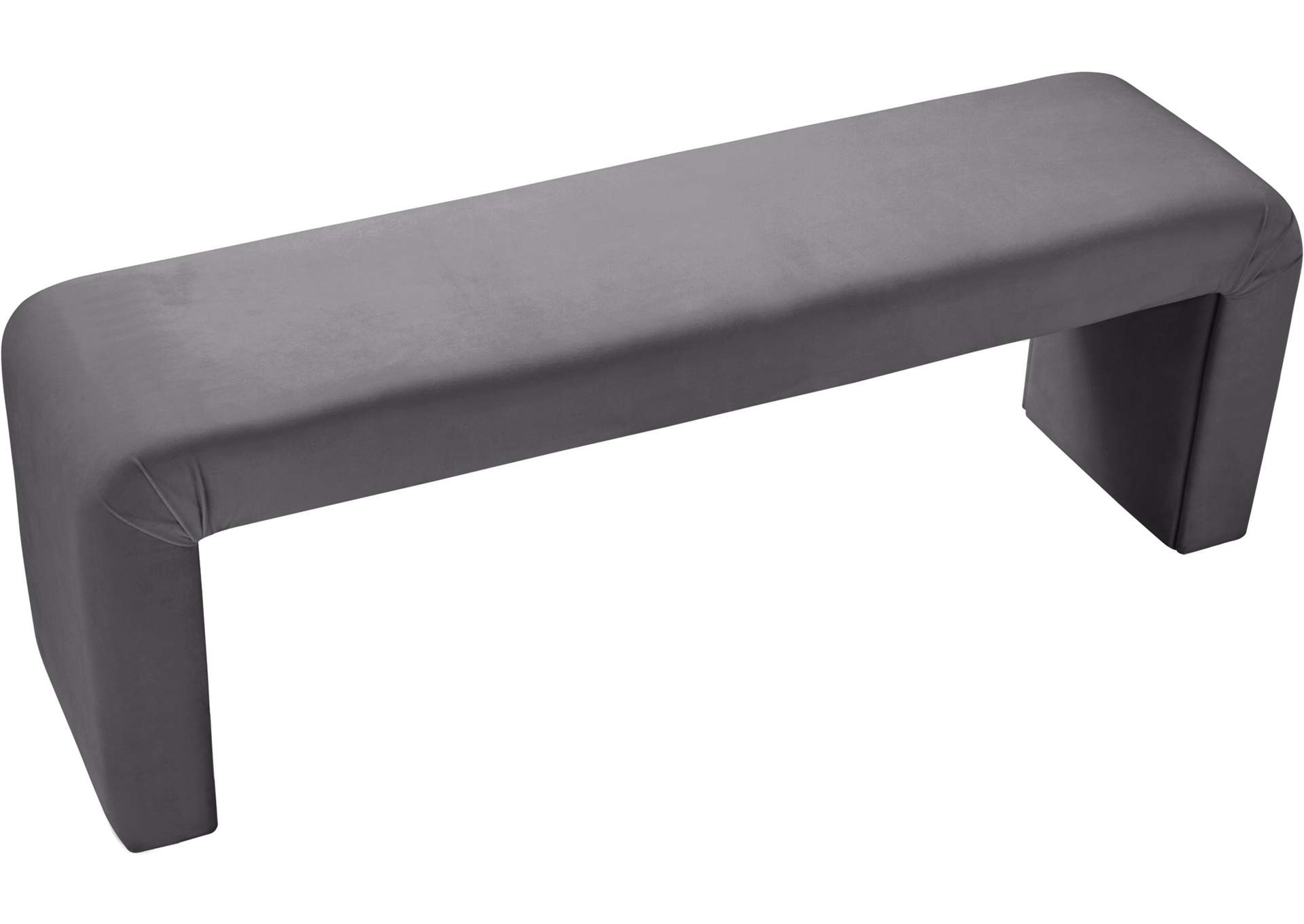 Minimalist Grey Velvet Bench,Meridian Furniture