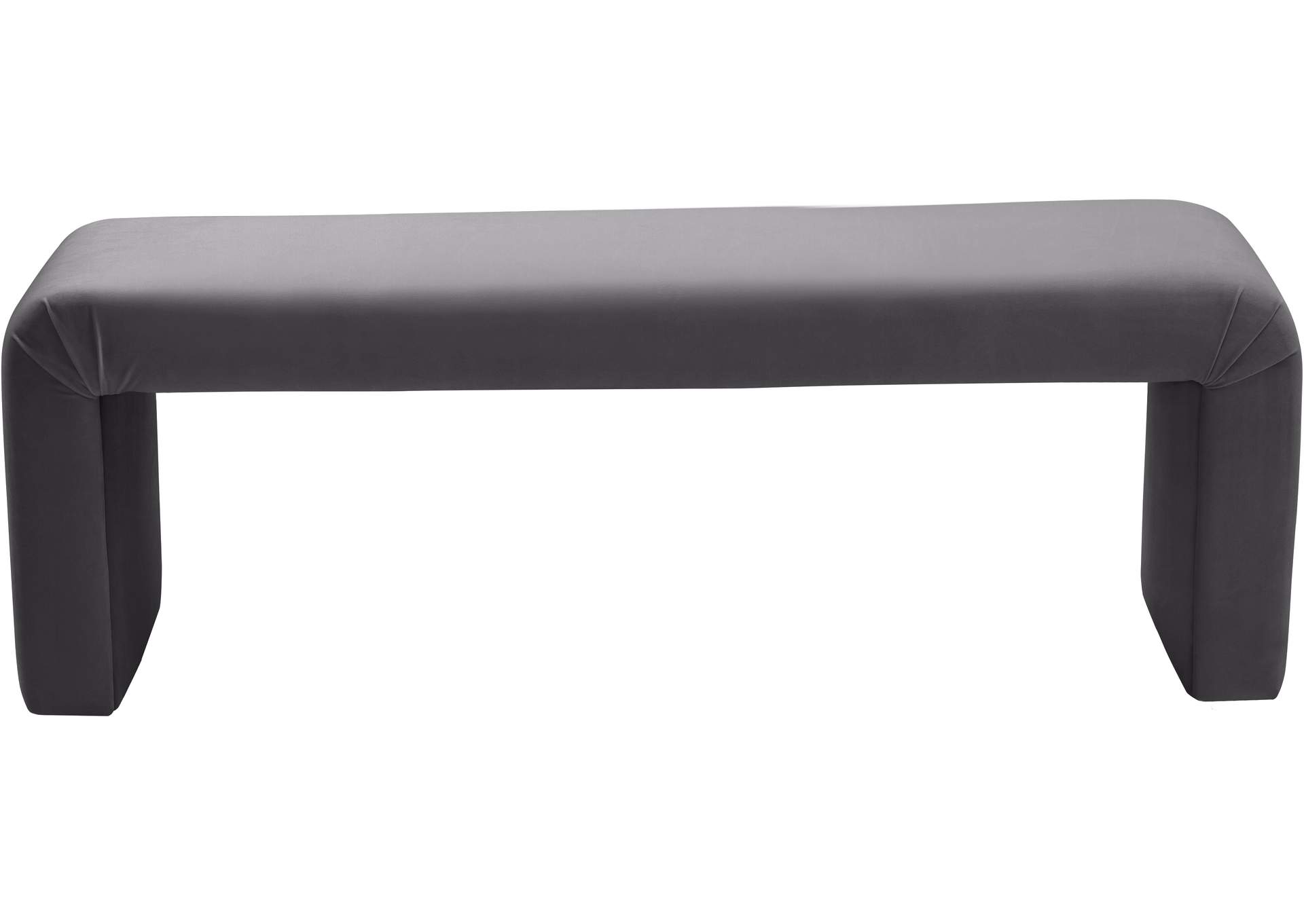 Minimalist Grey Velvet Bench,Meridian Furniture