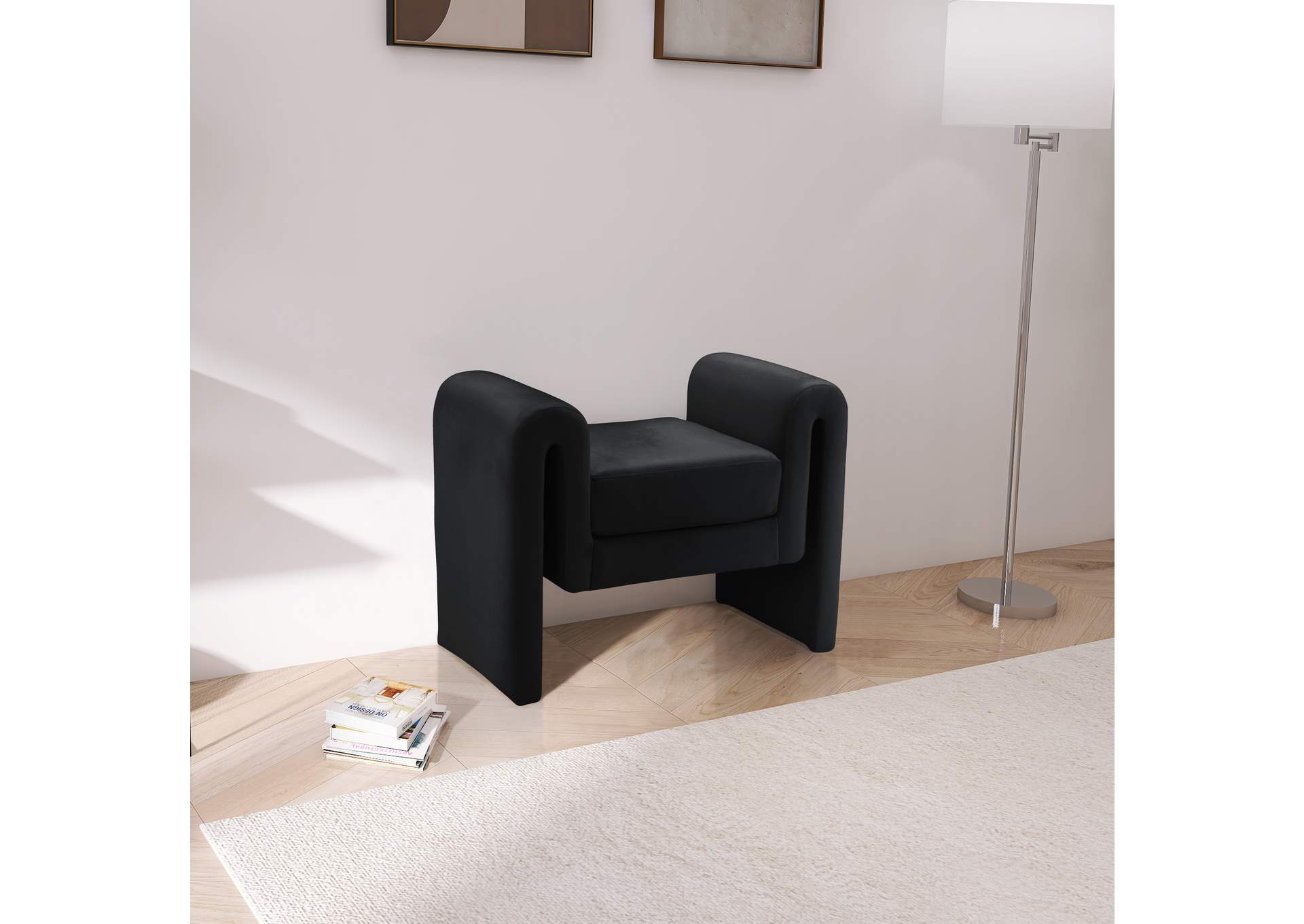 Sloan Black Velvet Bench,Meridian Furniture