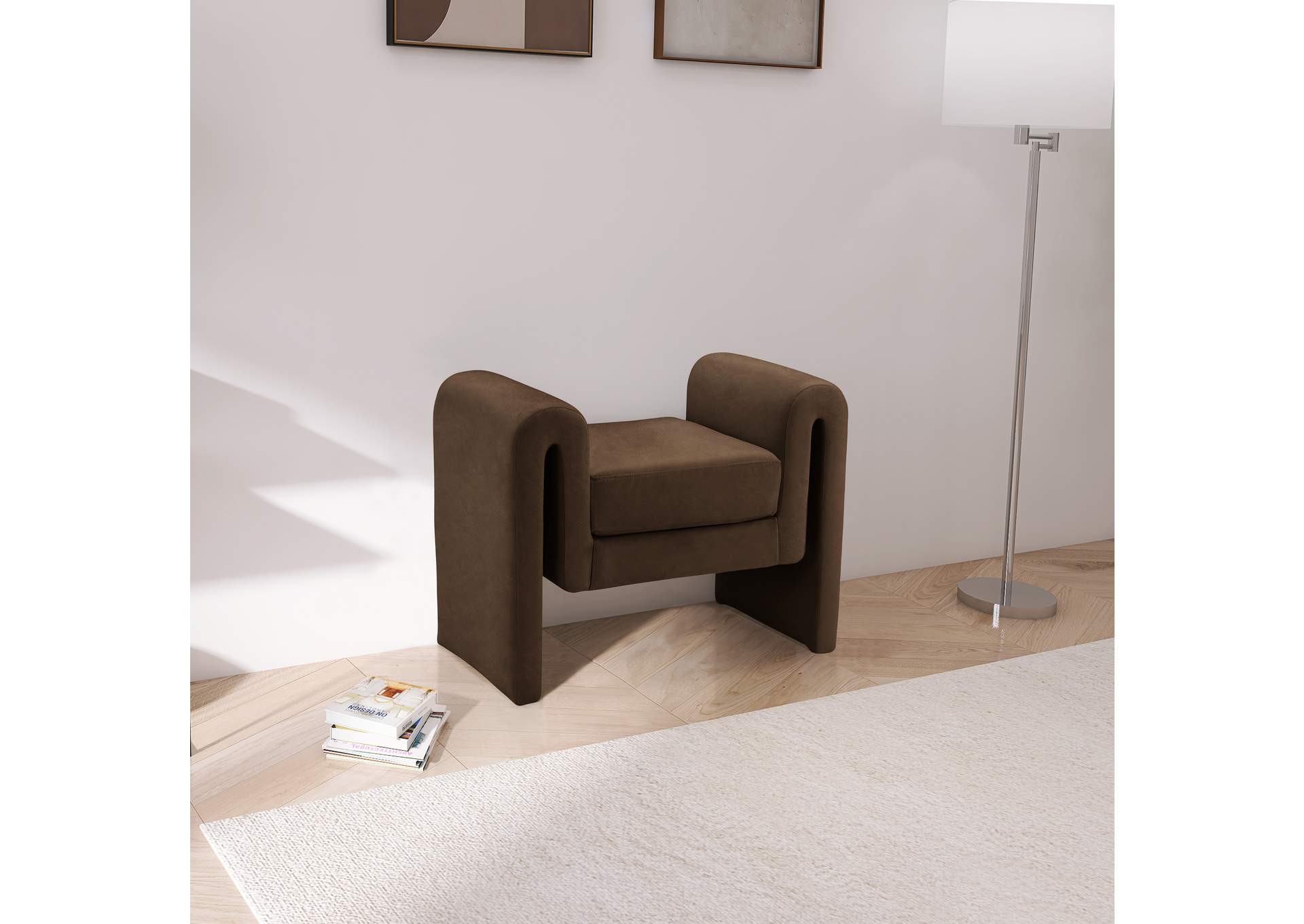 Sloan Brown Velvet Bench,Meridian Furniture