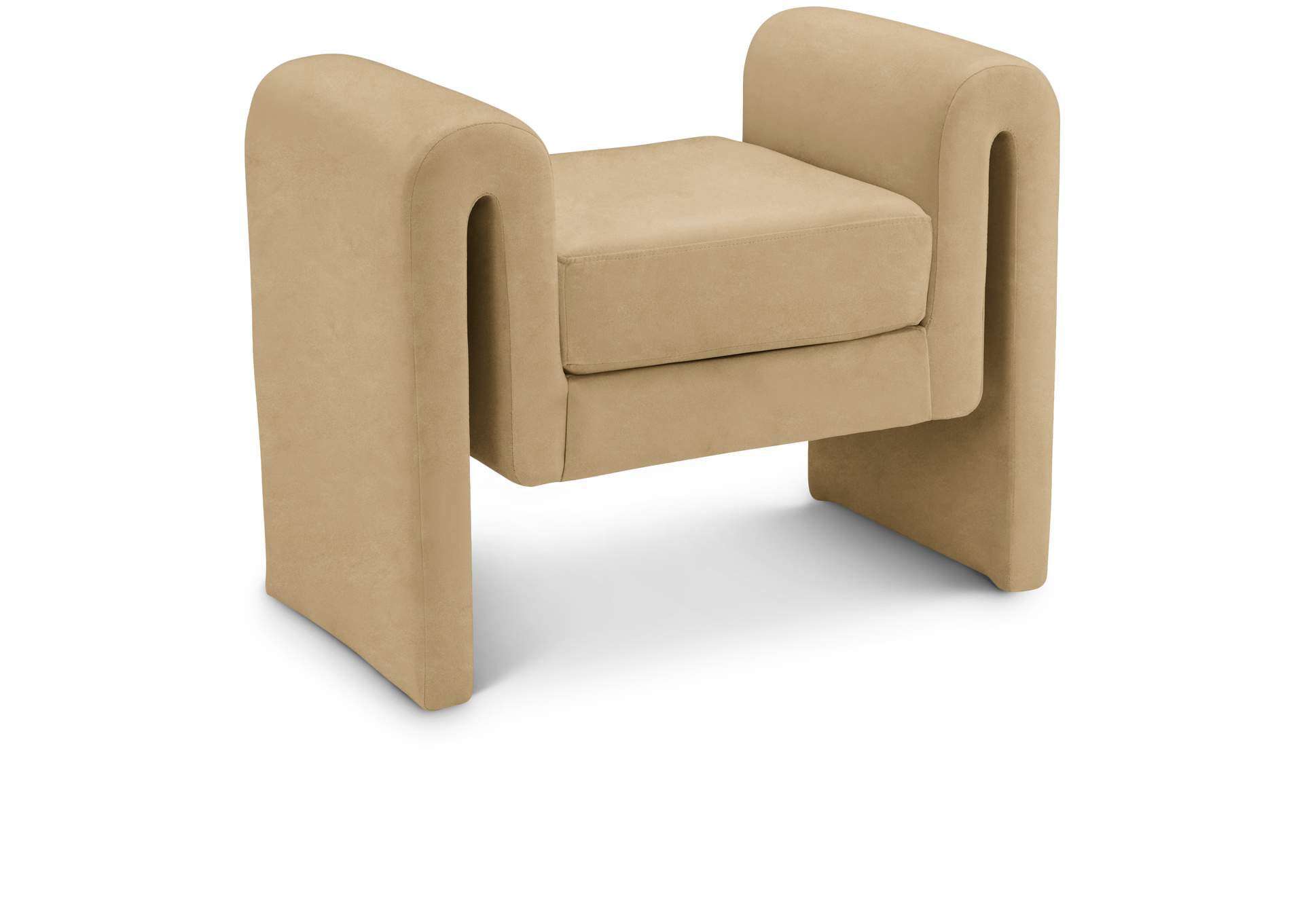 Sloan Camel Velvet Bench,Meridian Furniture
