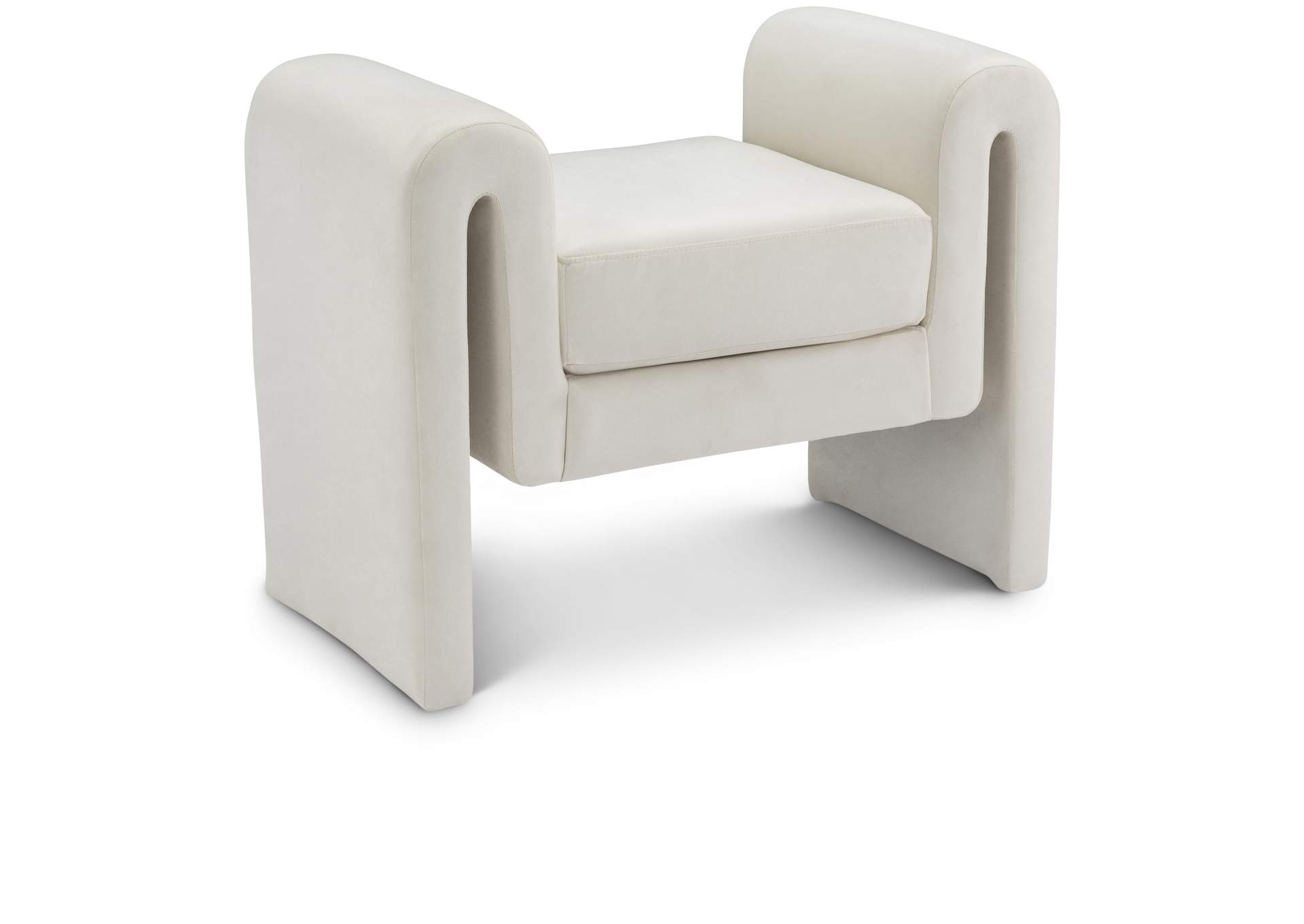 Sloan Cream Velvet Bench,Meridian Furniture