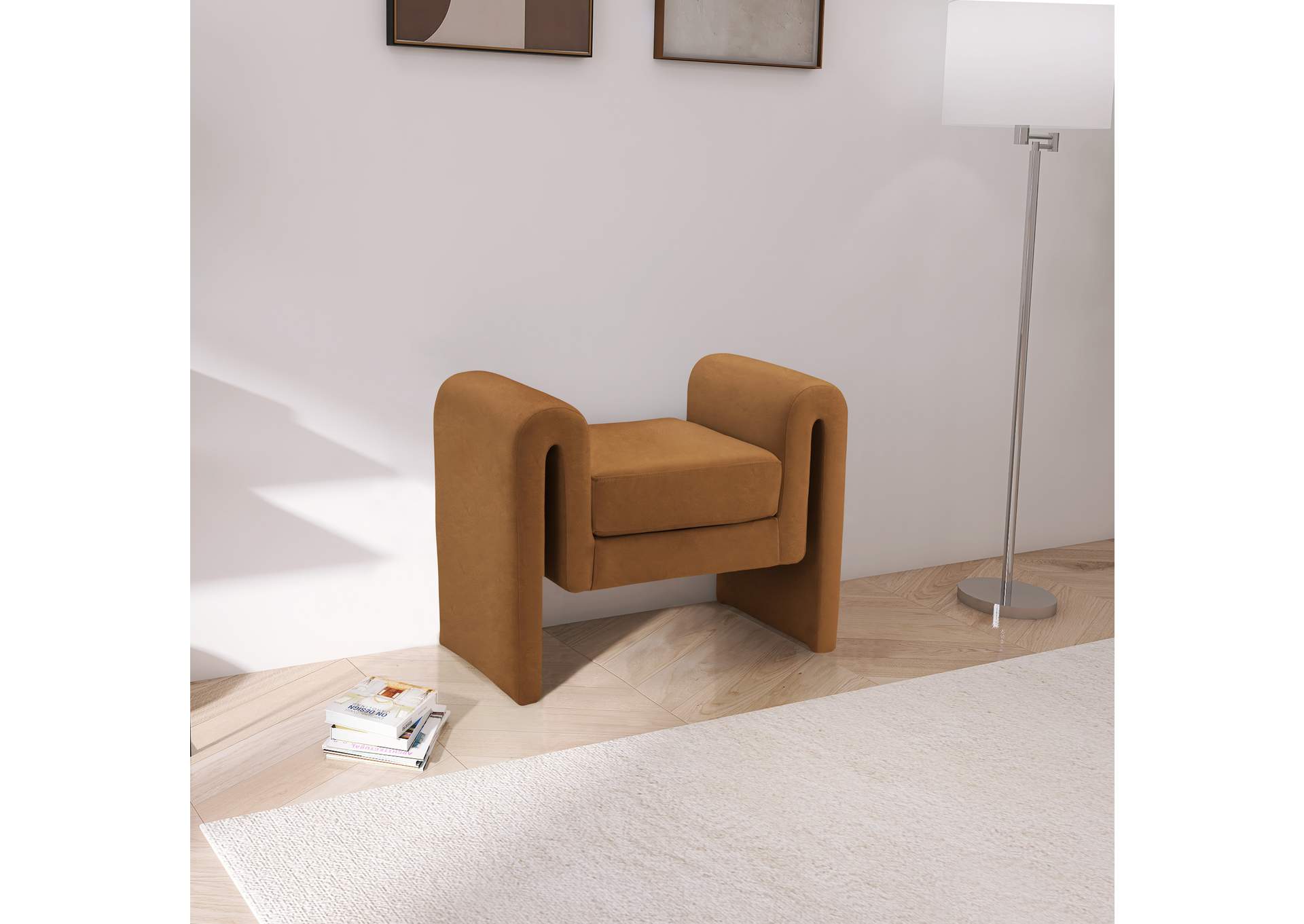 Sloan Saddle Velvet Bench,Meridian Furniture