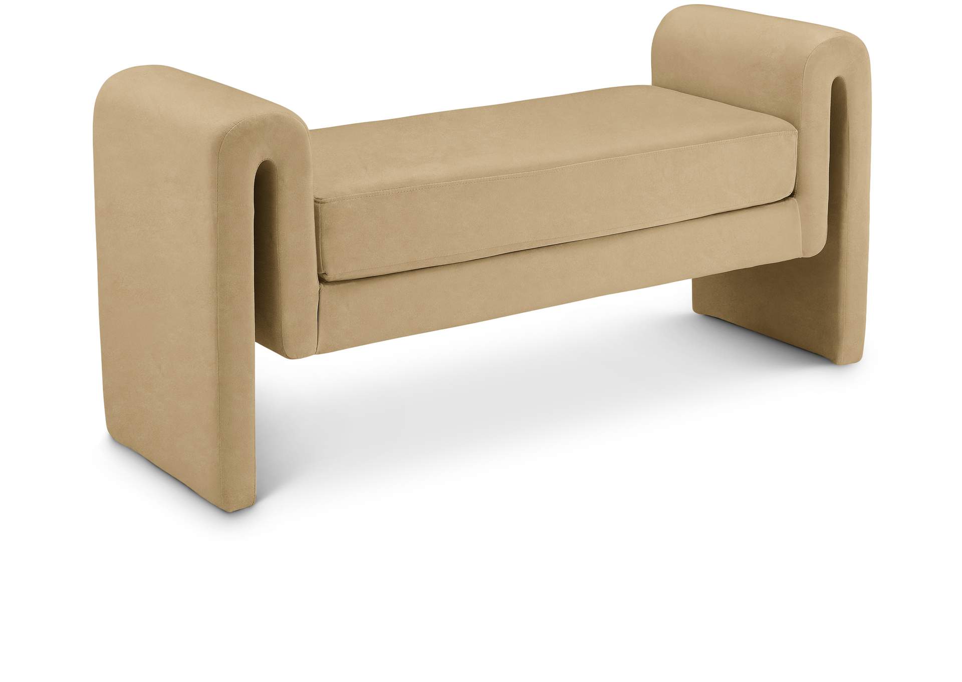 Sloan Camel Velvet Bench,Meridian Furniture