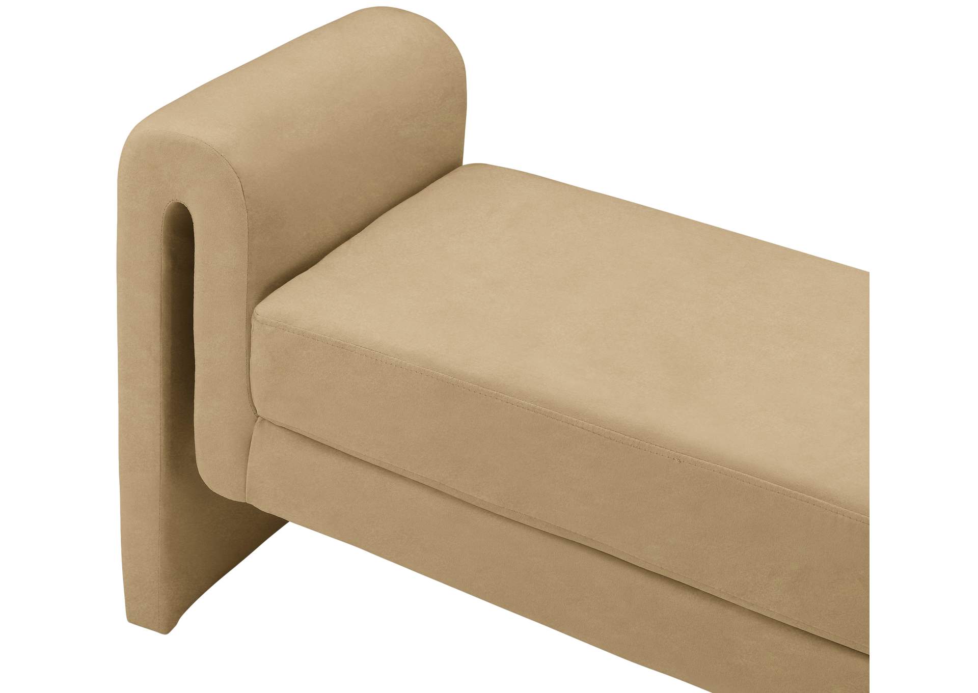 Sloan Camel Velvet Bench,Meridian Furniture