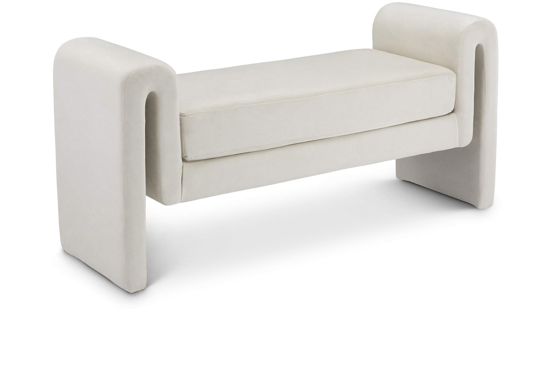 Sloan Cream Velvet Bench,Meridian Furniture
