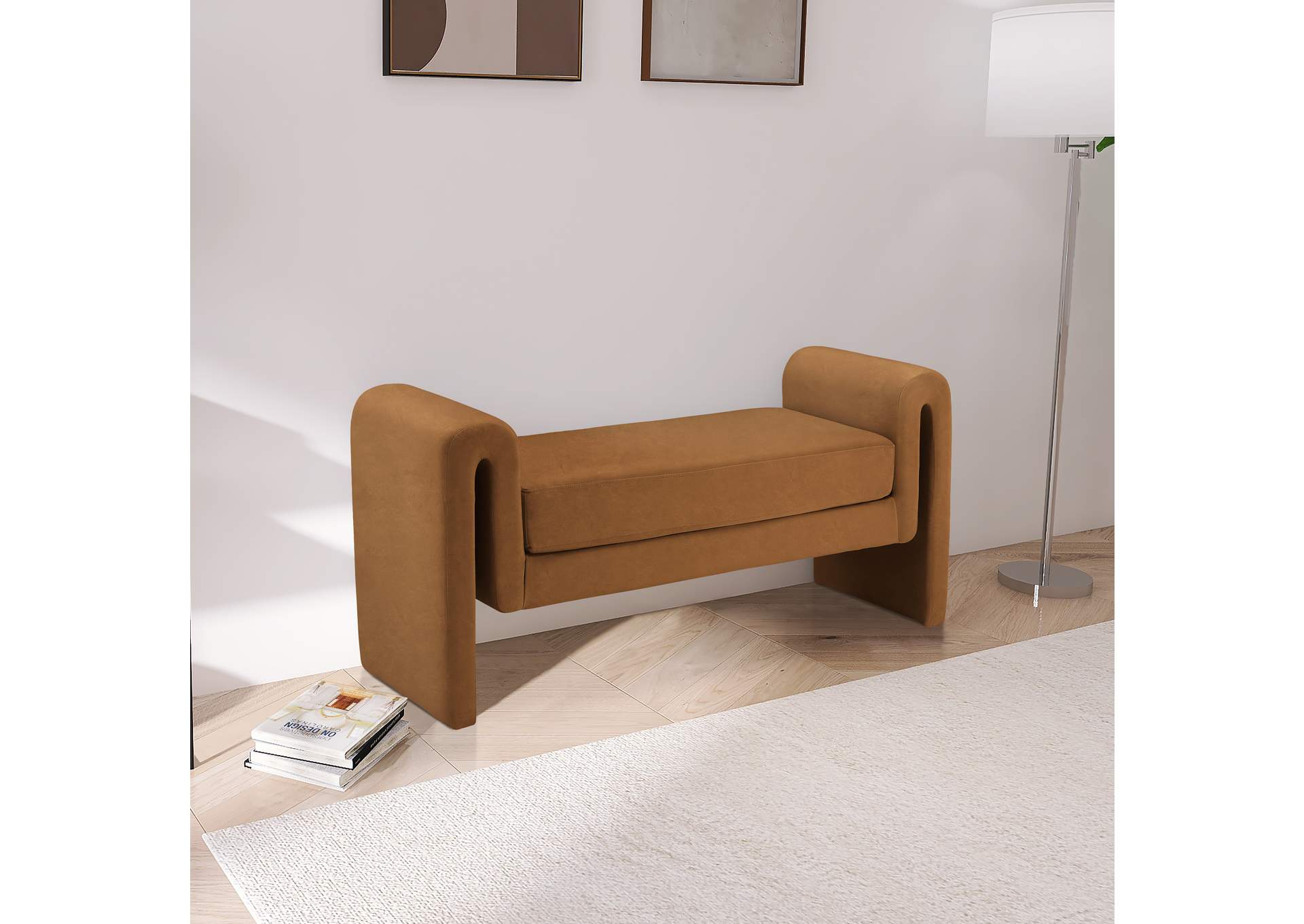 Sloan Saddle Velvet Bench,Meridian Furniture