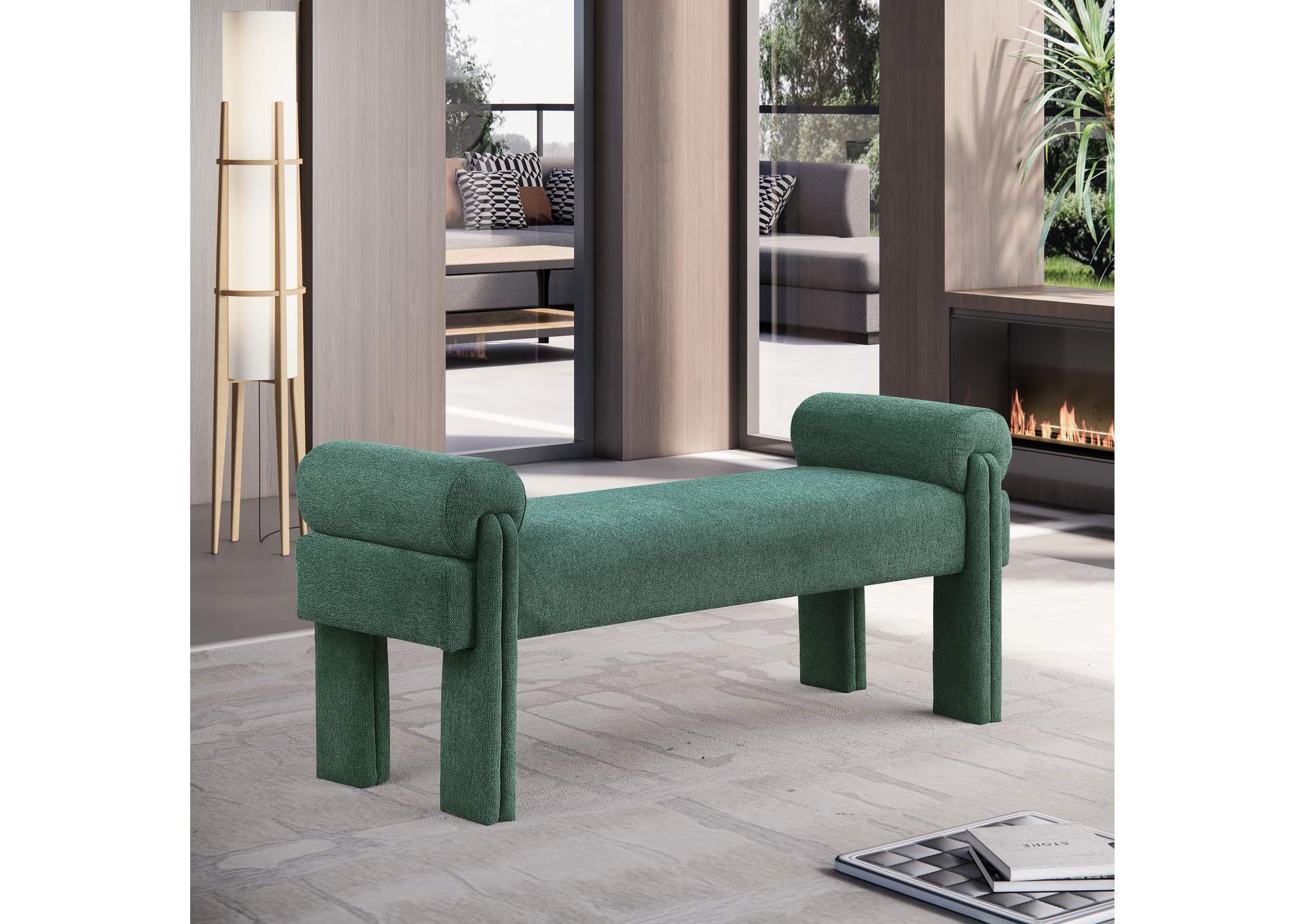 Stefano Green Polyester Fabric Bench,Meridian Furniture