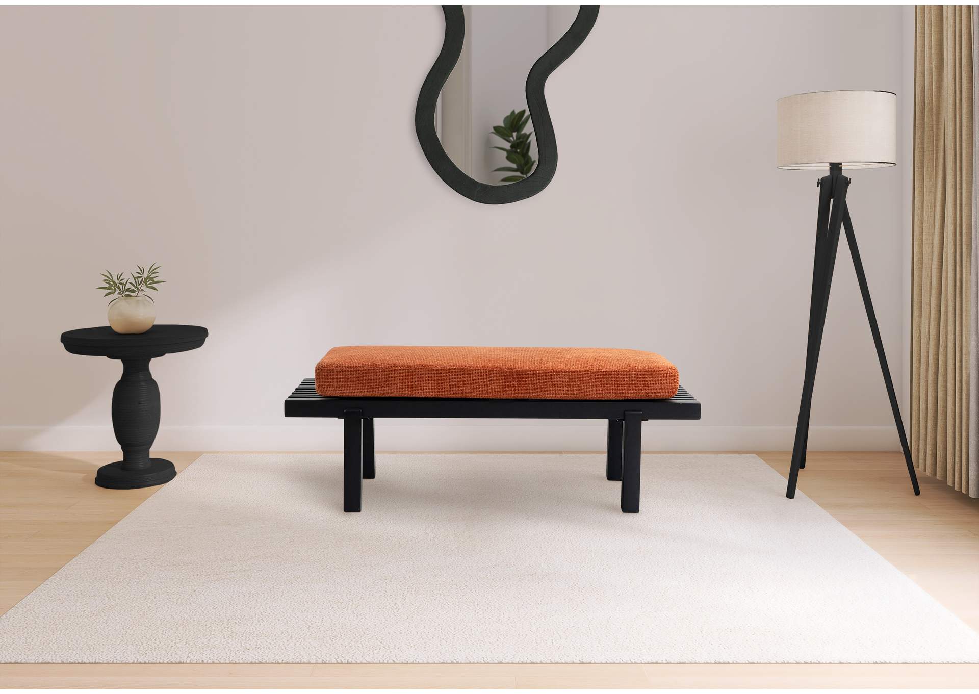 Naya Cognac Chennile Fabric Bench,Meridian Furniture