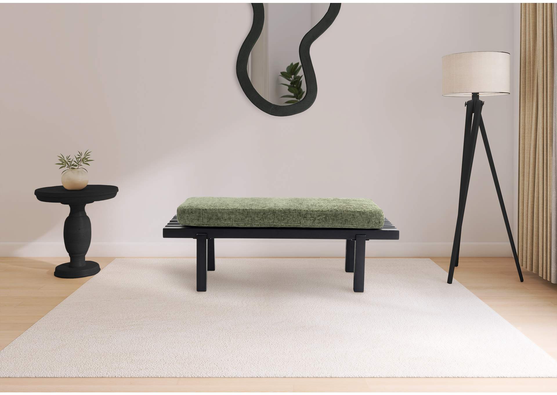 Naya Green Chennile Fabric Bench,Meridian Furniture