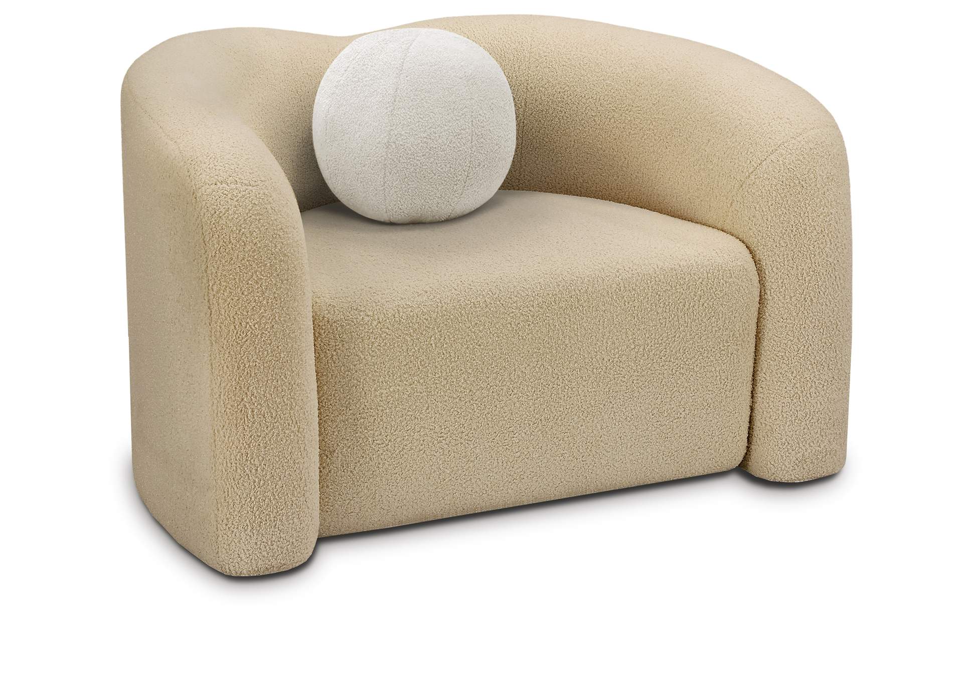 Kali Beige Faux Shearling Teddy Fabric Chair,Meridian Furniture
