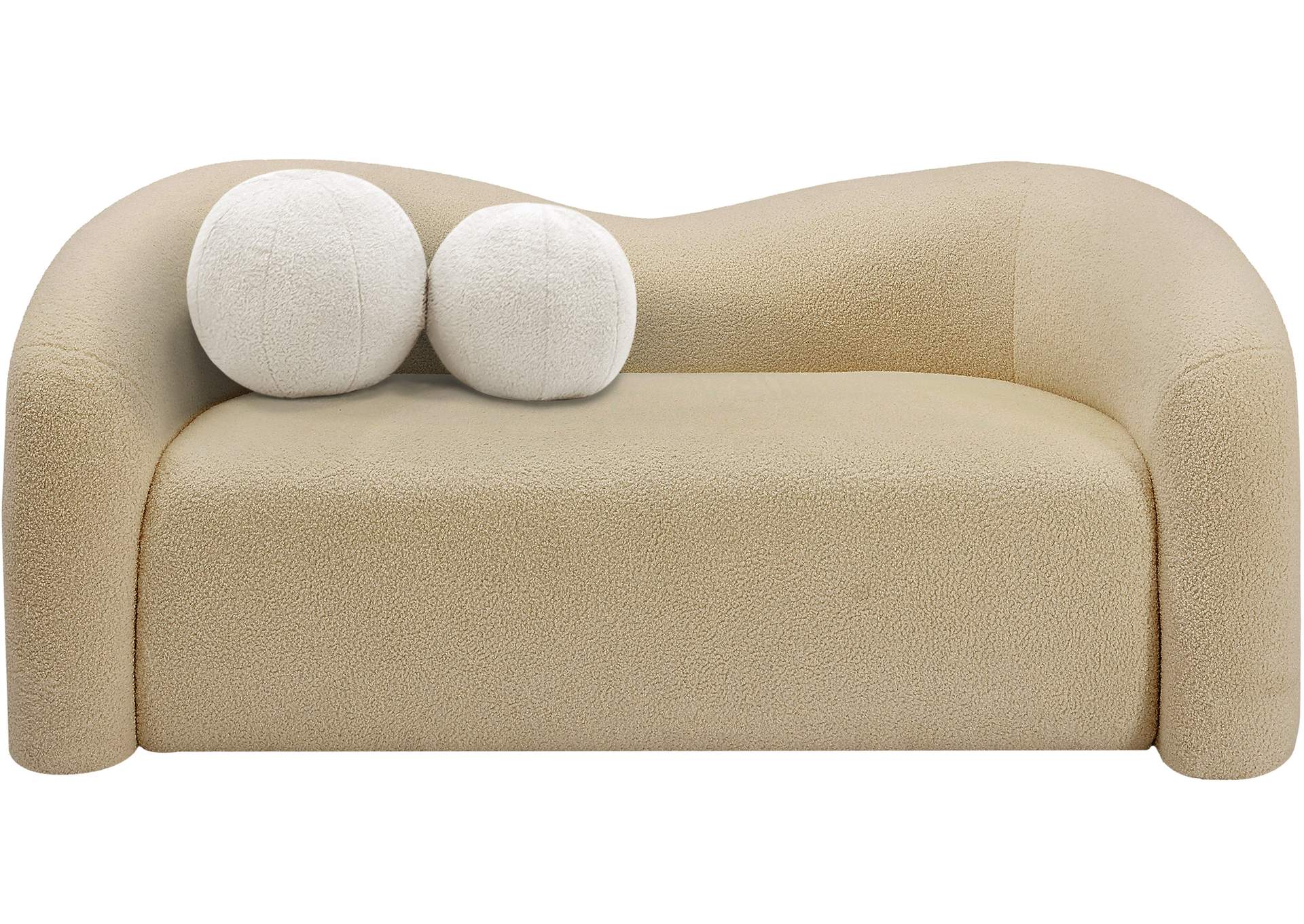 Kali Beige Faux Shearling Teddy Fabric Loveseat,Meridian Furniture