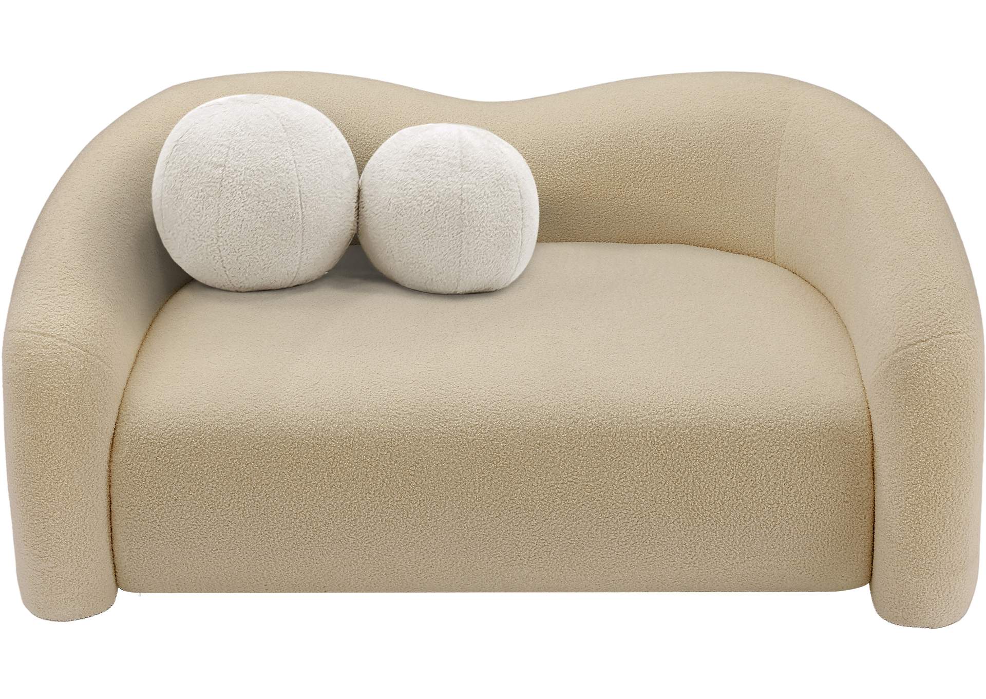 Kali Beige Faux Shearling Teddy Fabric Loveseat,Meridian Furniture