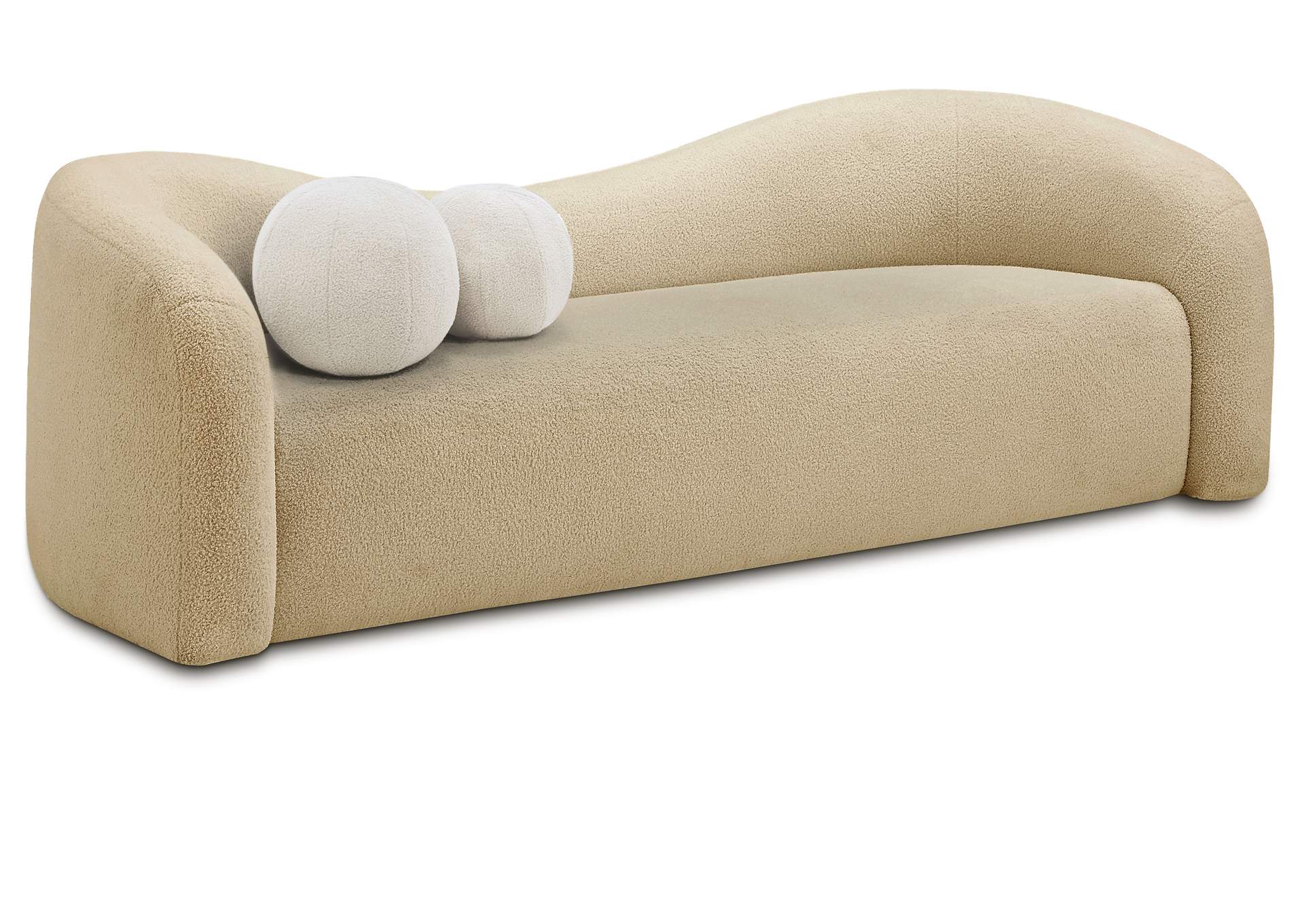 Kali Beige Faux Shearling Teddy Fabric Sofa,Meridian Furniture