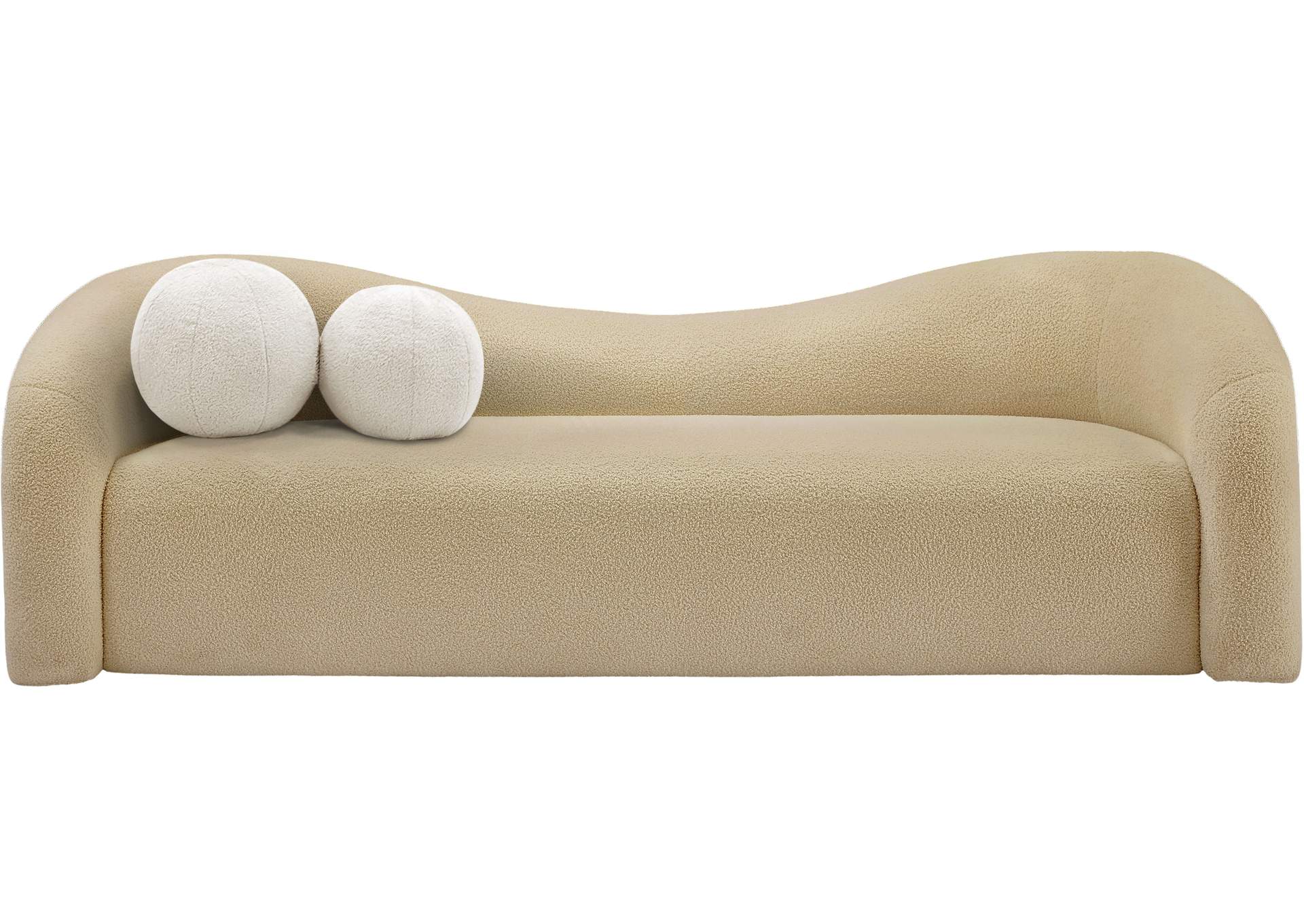 Kali Beige Faux Shearling Teddy Fabric Sofa,Meridian Furniture