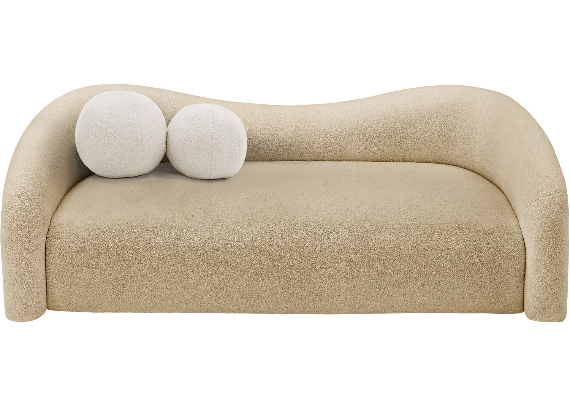 Kali Beige Faux Shearling Teddy Fabric Sofa,Meridian Furniture