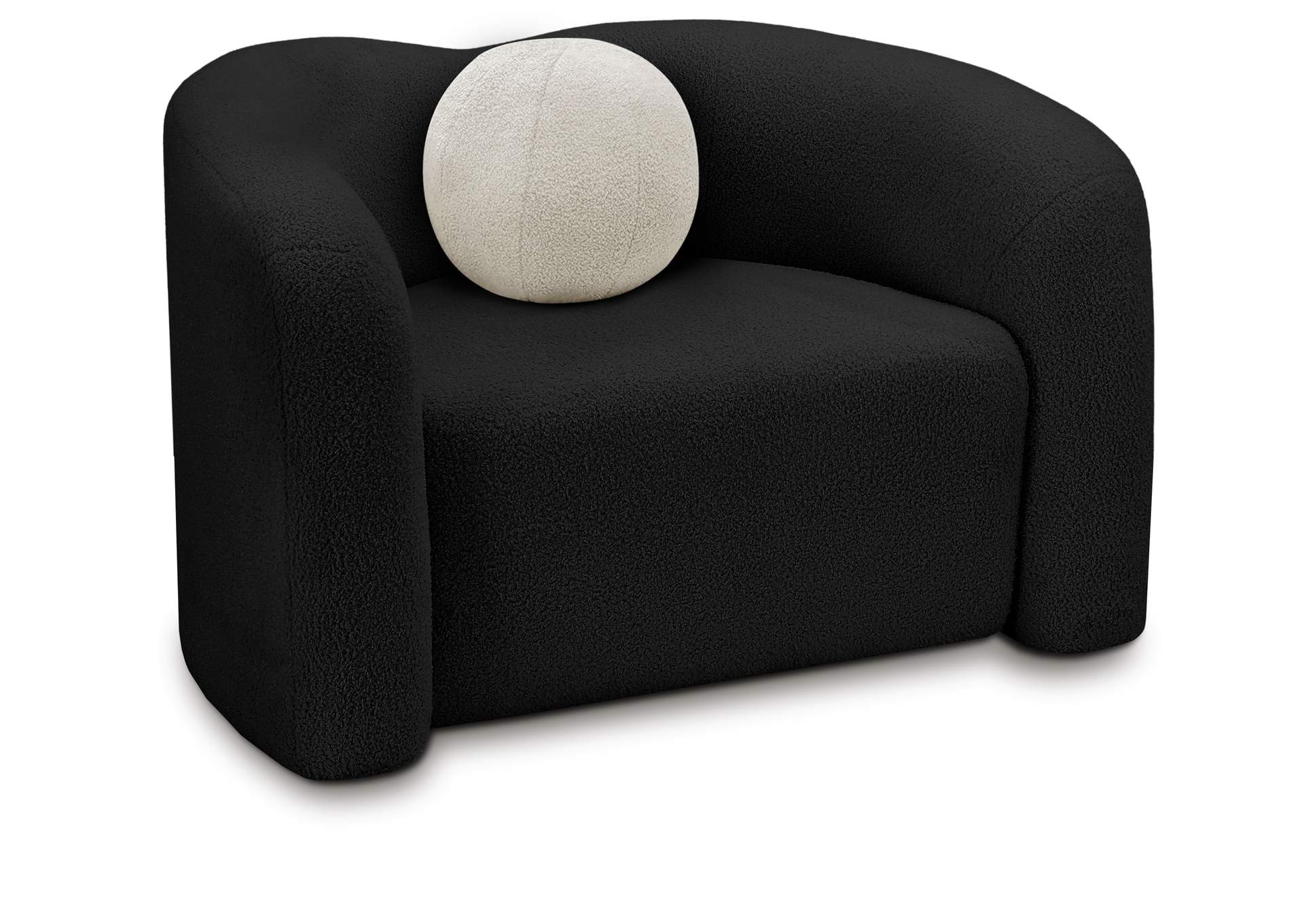 Kali Black Faux Shearling Teddy Fabric Chair,Meridian Furniture