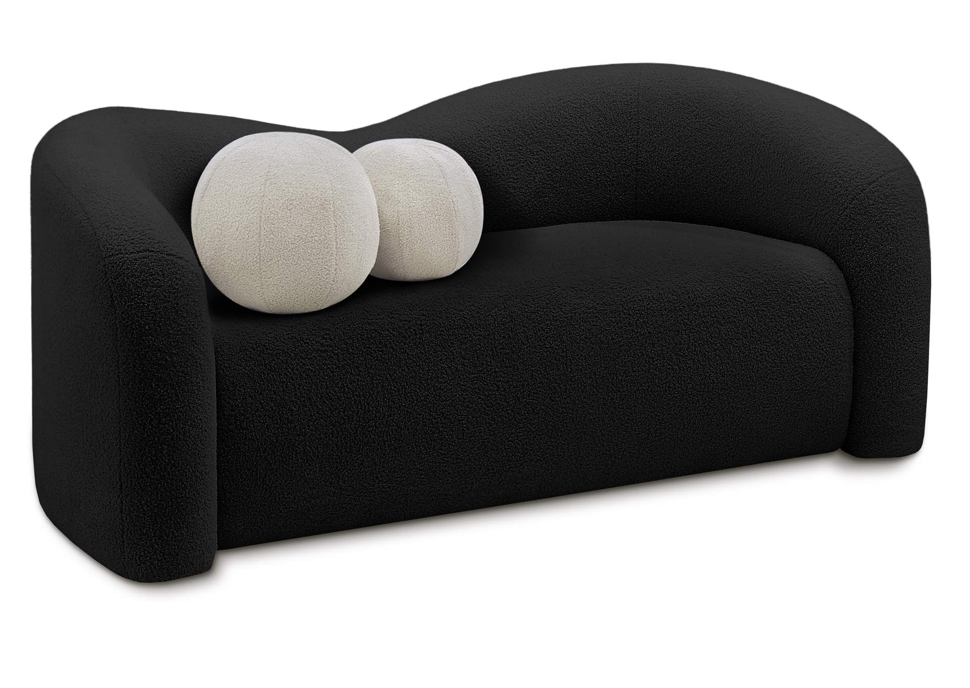 Kali Black Faux Shearling Teddy Fabric Loveseat,Meridian Furniture