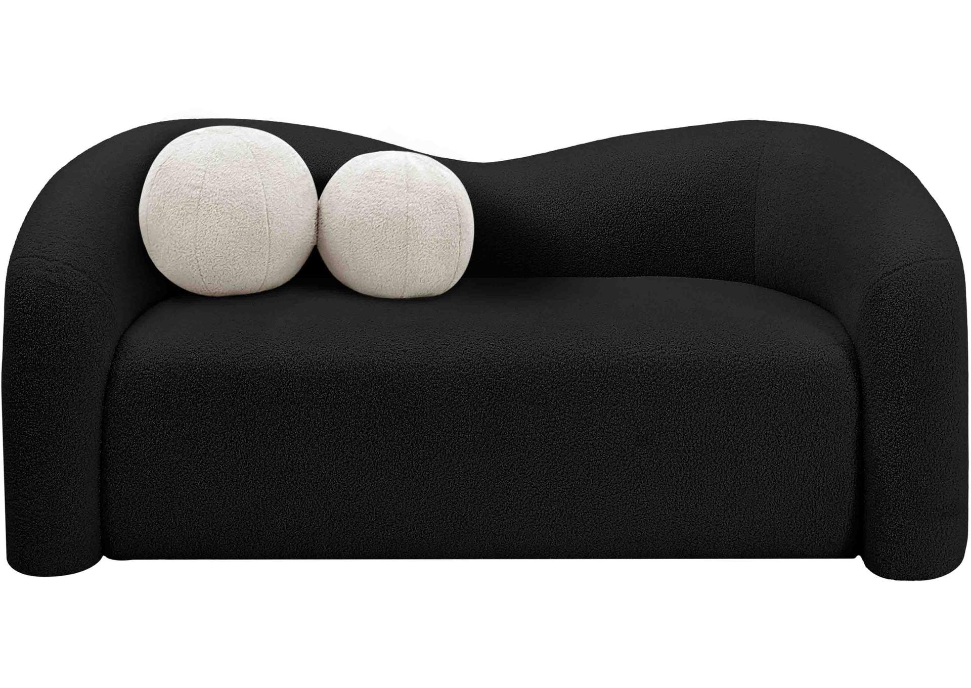 Kali Black Faux Shearling Teddy Fabric Loveseat,Meridian Furniture