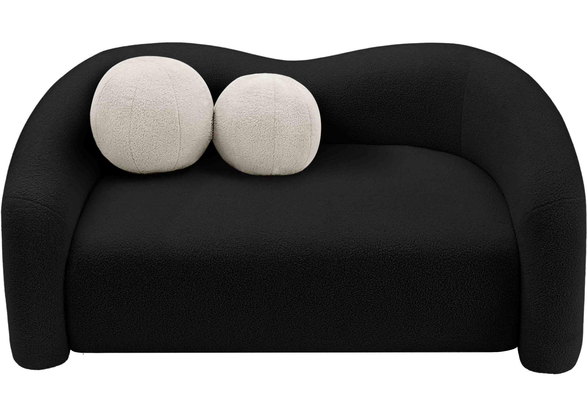 Kali Black Faux Shearling Teddy Fabric Loveseat,Meridian Furniture