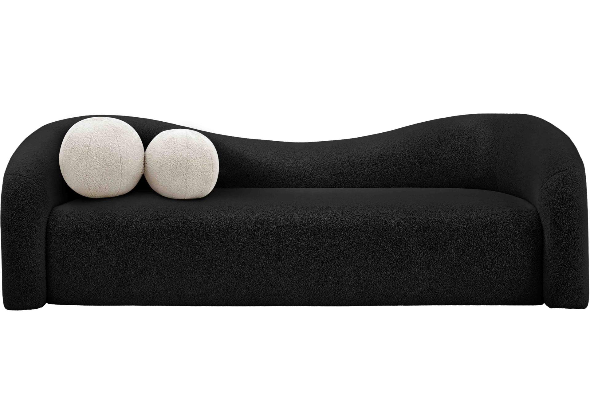 Kali Black Faux Shearling Teddy Fabric Sofa,Meridian Furniture