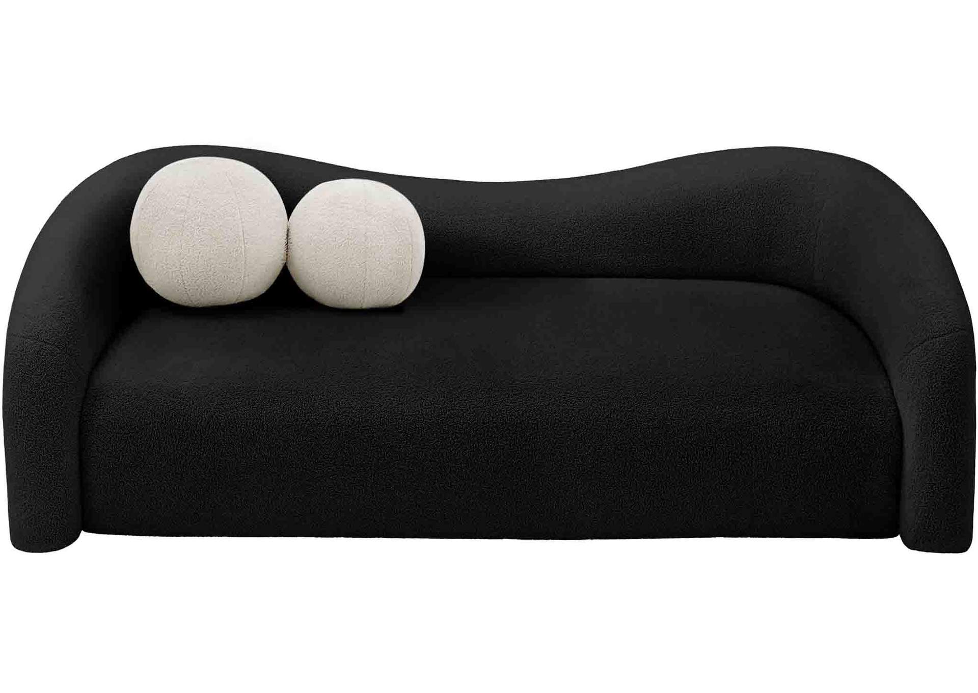 Kali Black Faux Shearling Teddy Fabric Sofa,Meridian Furniture