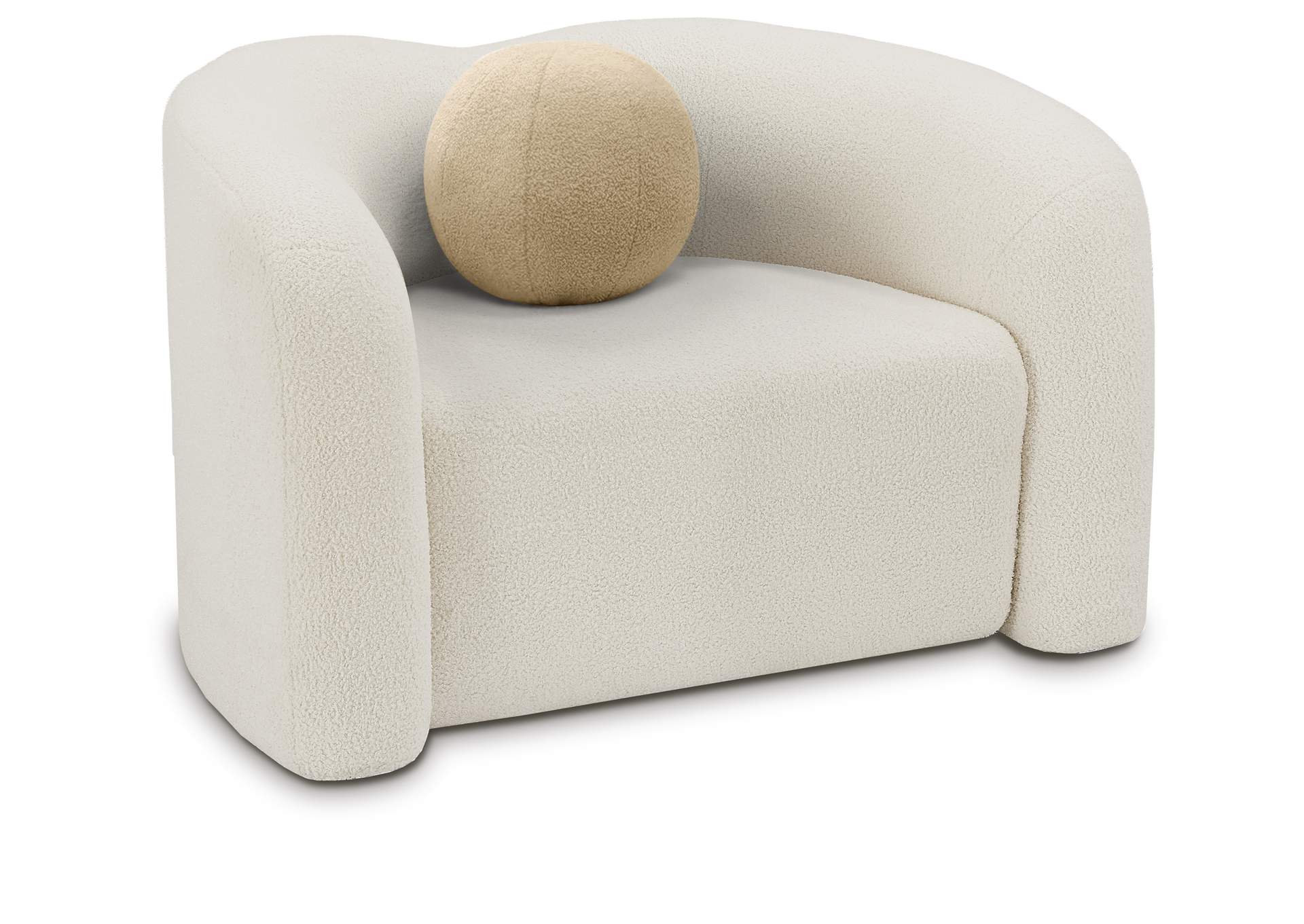 Kali Cream Faux Shearling Teddy Fabric Chair,Meridian Furniture