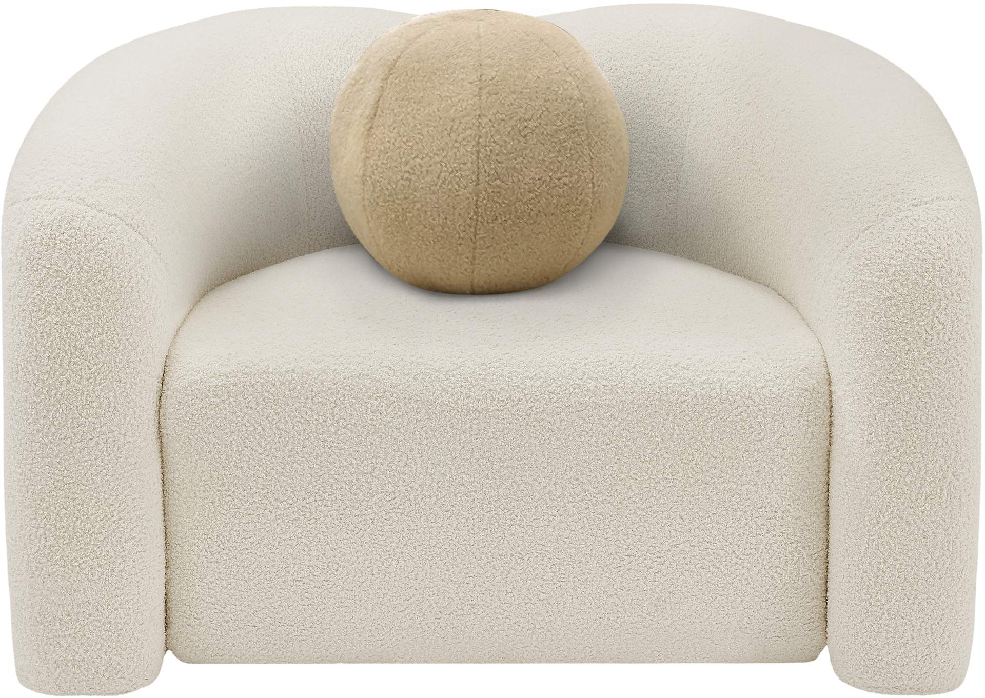 Kali Cream Faux Shearling Teddy Fabric Chair,Meridian Furniture