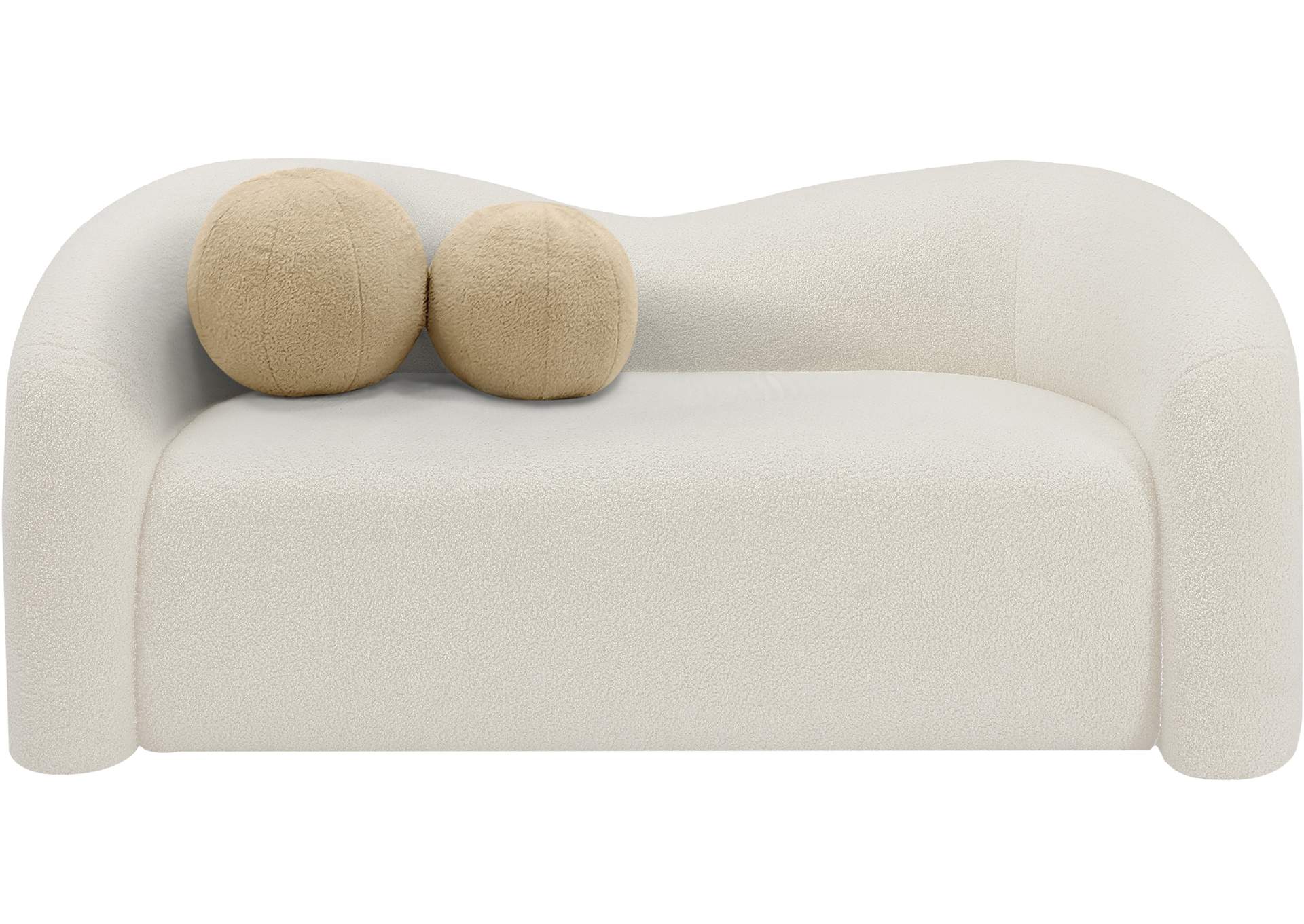 Kali Cream Faux Shearling Teddy Fabric Loveseat,Meridian Furniture