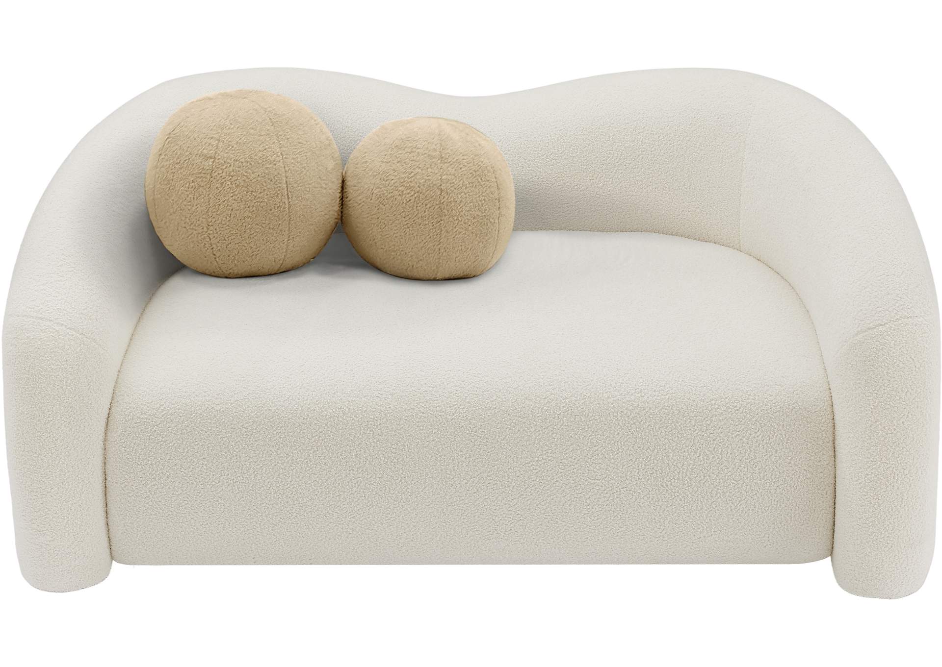 Kali Cream Faux Shearling Teddy Fabric Loveseat,Meridian Furniture