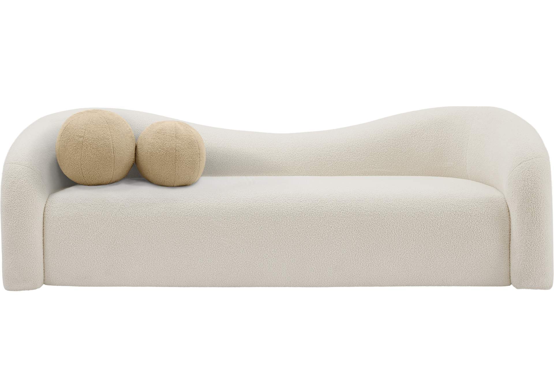 Kali Cream Faux Shearling Teddy Fabric Sofa,Meridian Furniture