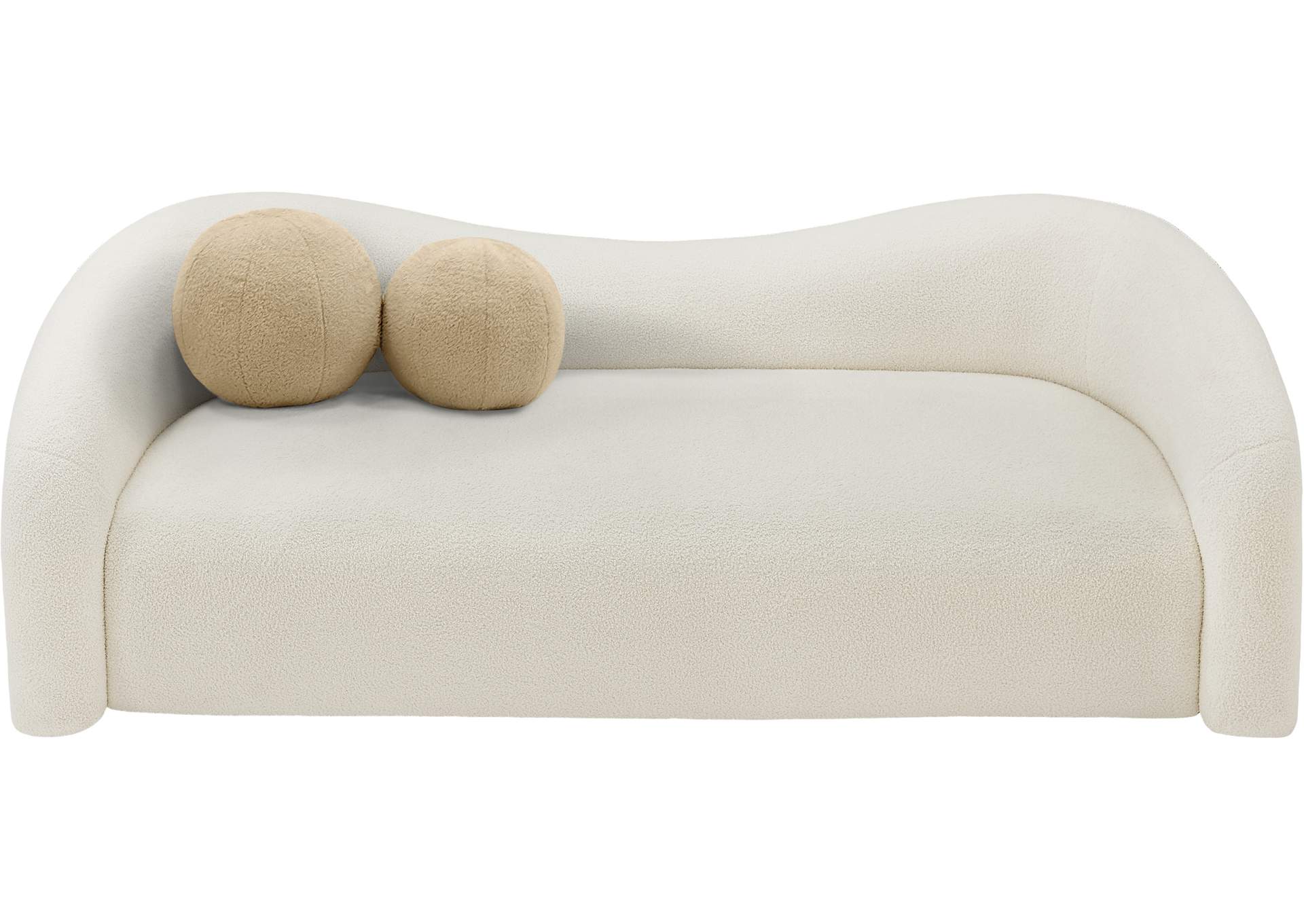 Kali Cream Faux Shearling Teddy Fabric Sofa,Meridian Furniture
