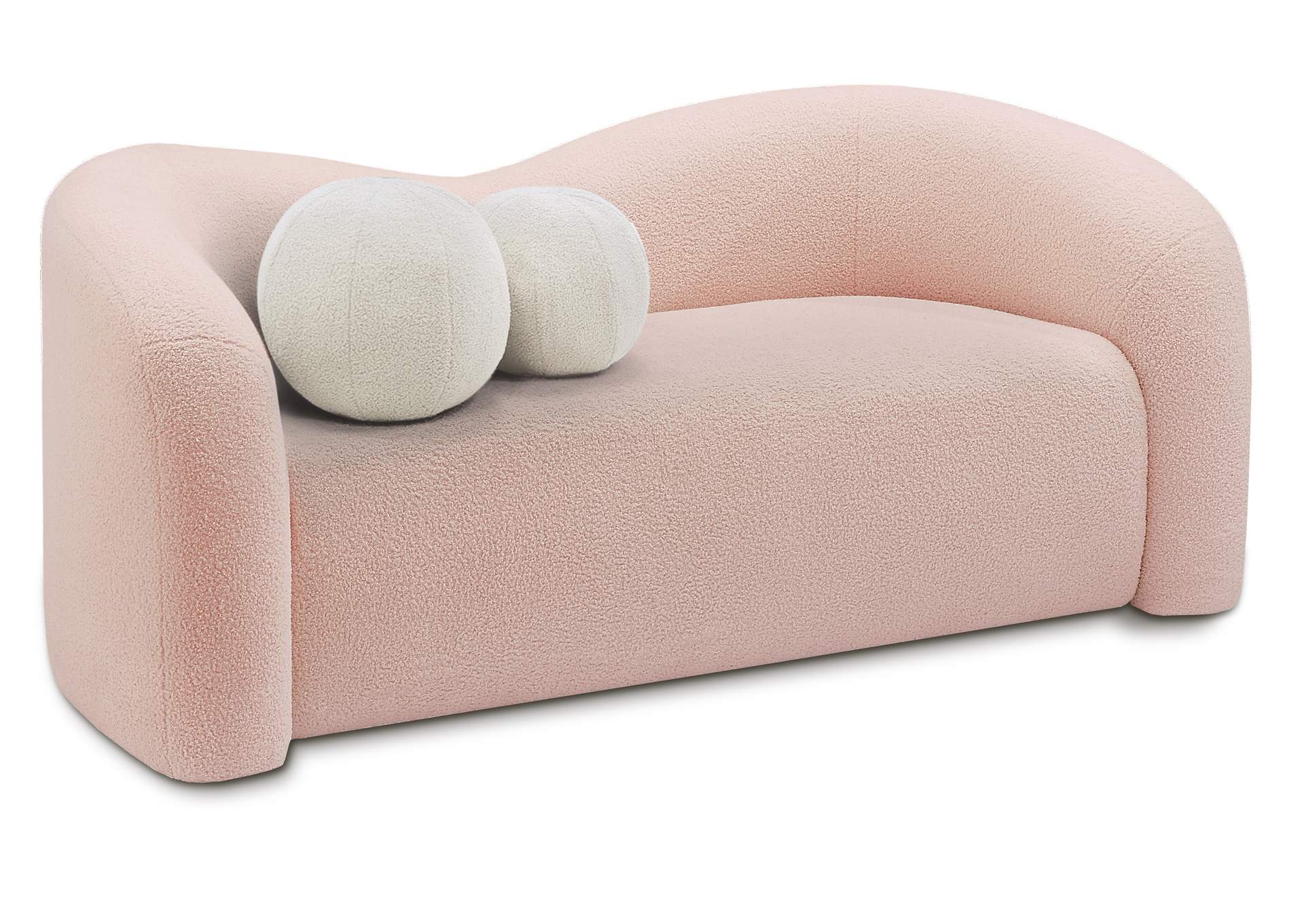 Kali Pink Faux Shearling Teddy Fabric Loveseat,Meridian Furniture