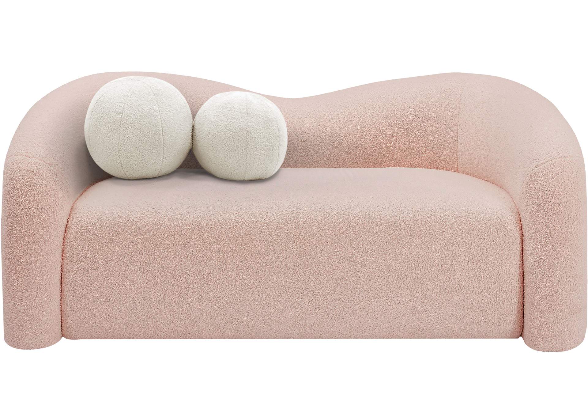 Kali Pink Faux Shearling Teddy Fabric Loveseat,Meridian Furniture