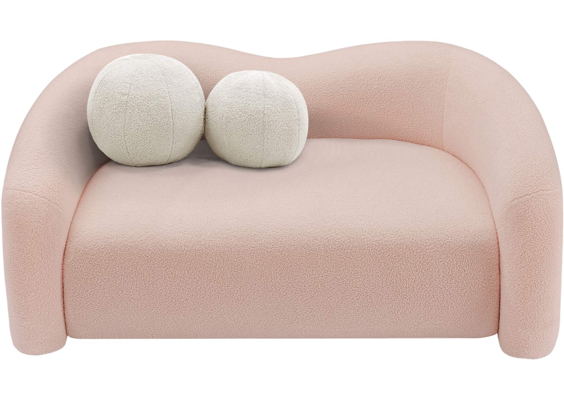Kali Pink Faux Shearling Teddy Fabric Loveseat,Meridian Furniture