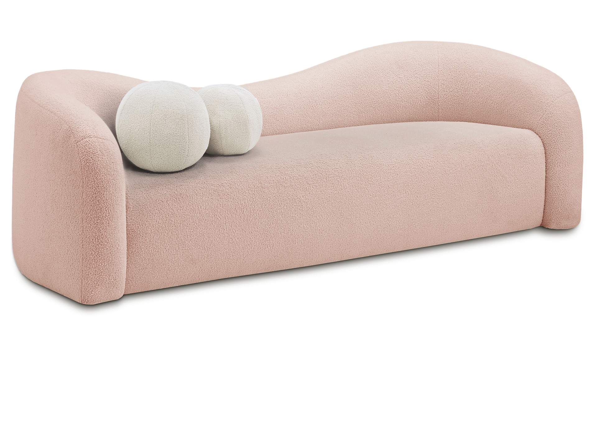 Kali Pink Faux Shearling Teddy Fabric Sofa,Meridian Furniture